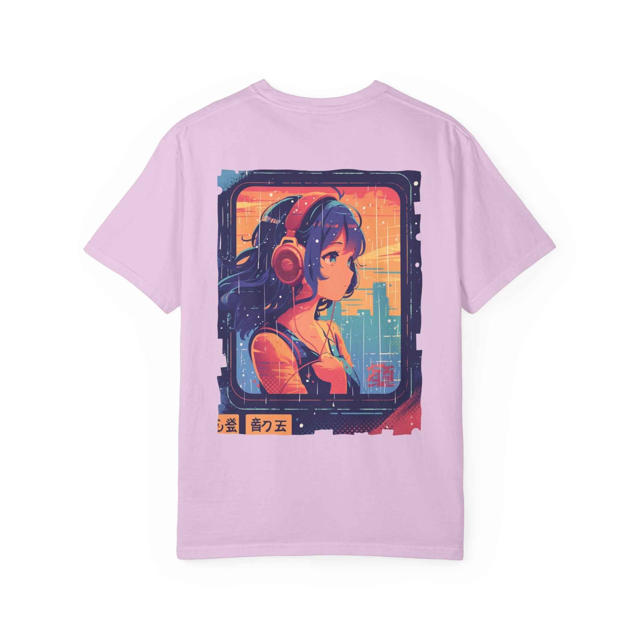 90's Lofi Anime Citygirl, Retro Chillpop Headphones Design T-Shirt