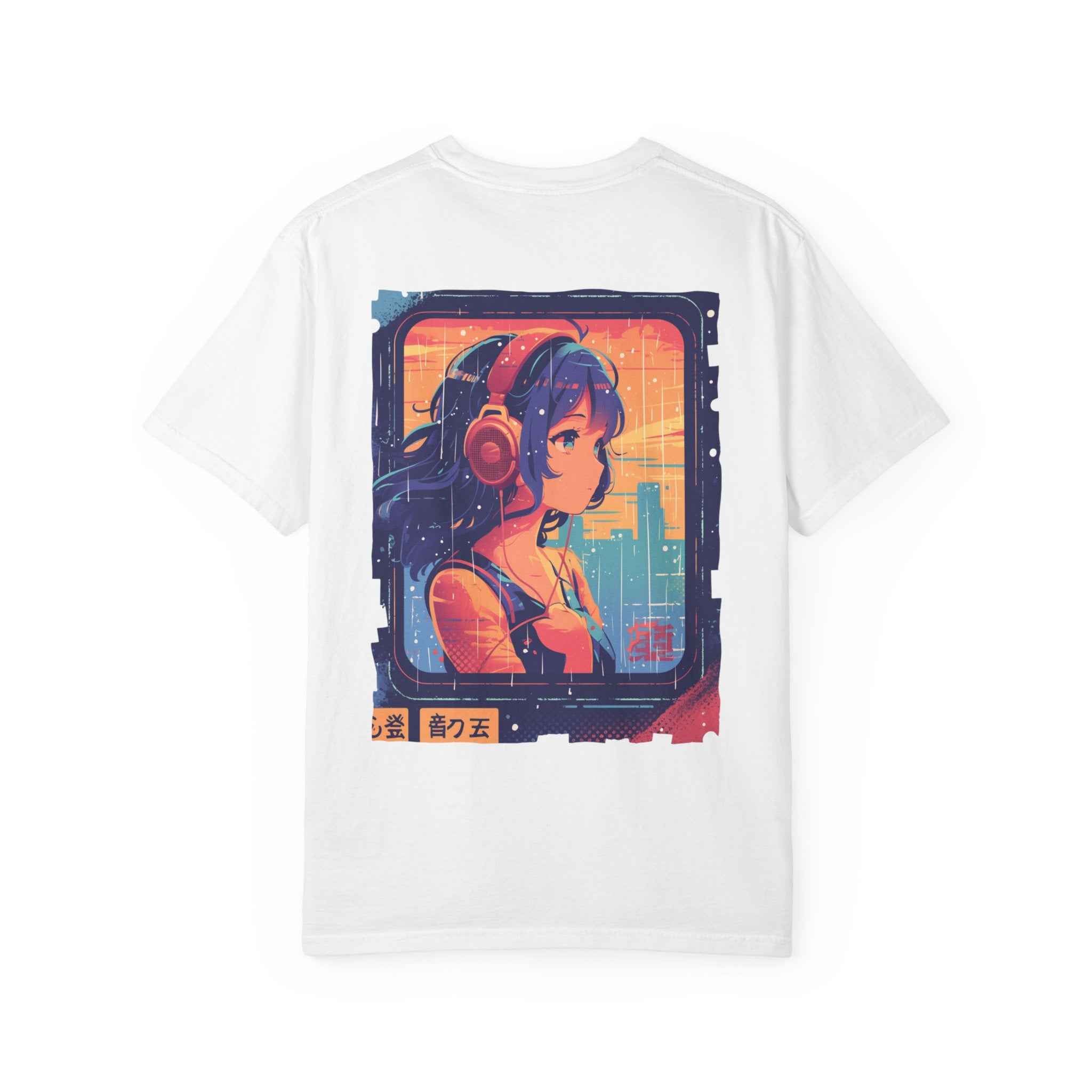 90's Lofi Anime Citygirl, Retro Chillpop Headphones Design T-Shirt