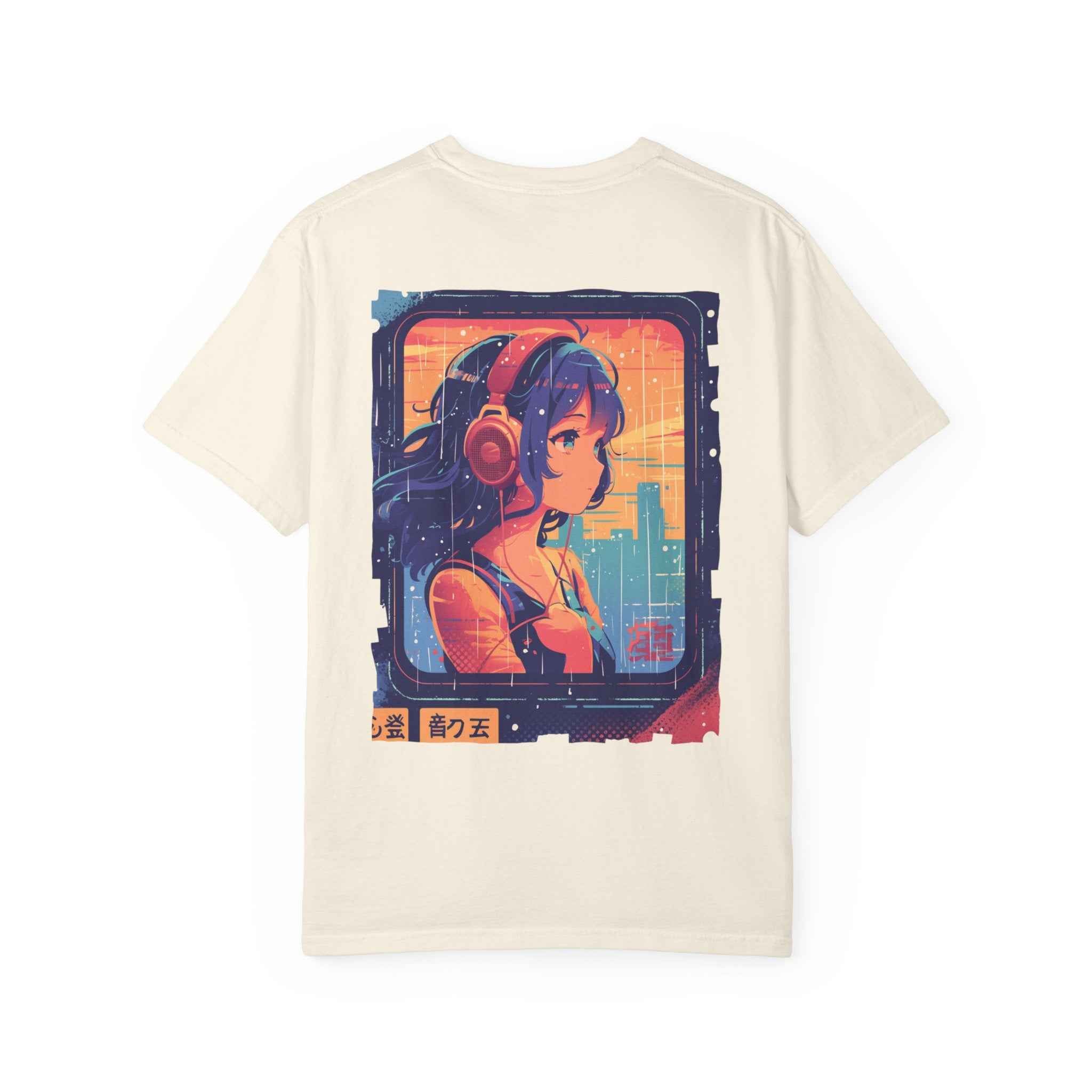 90's Lofi Anime Citygirl, Retro Chillpop Headphones Design T-Shirt