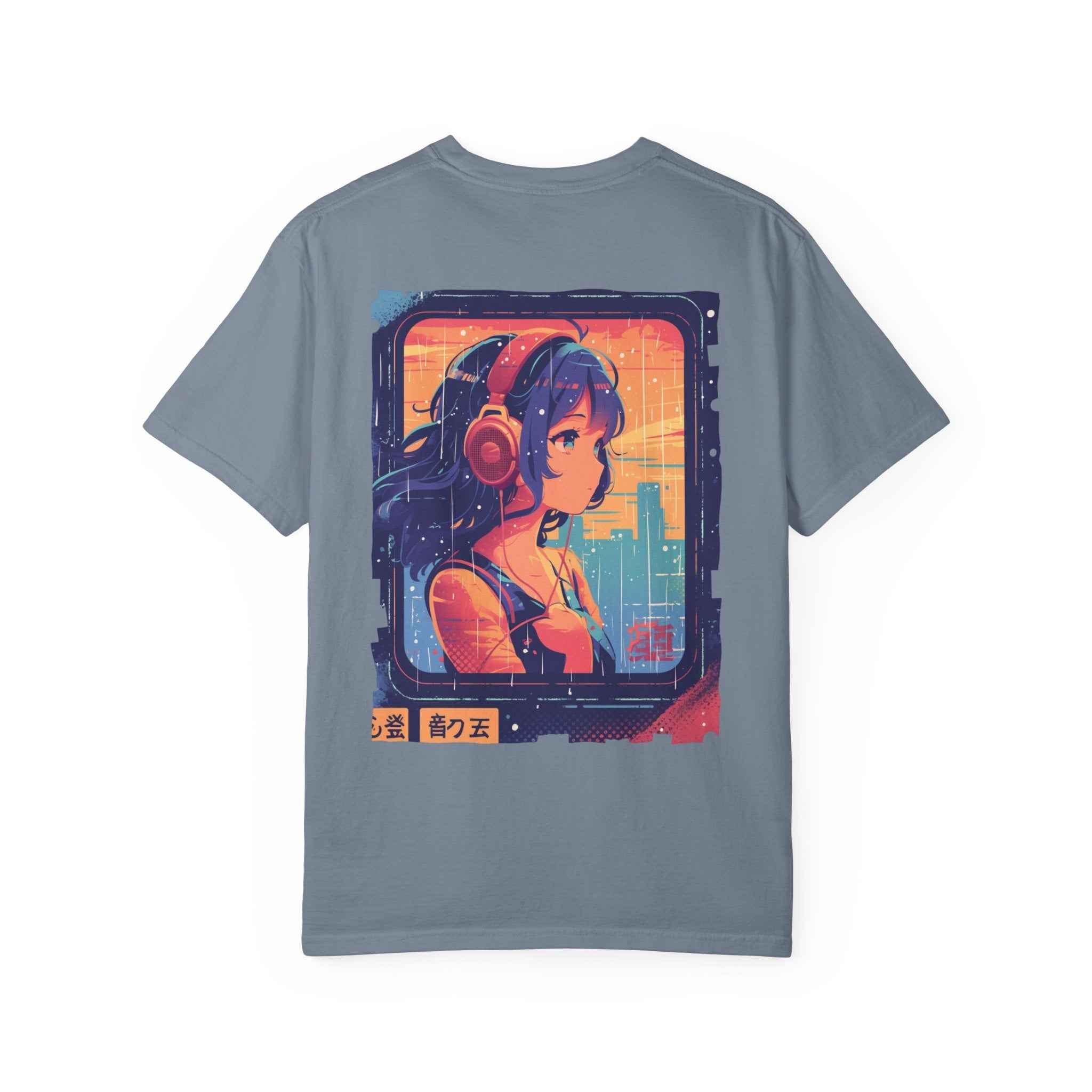 90's Lofi Anime Citygirl, Retro Chillpop Headphones Design T-Shirt