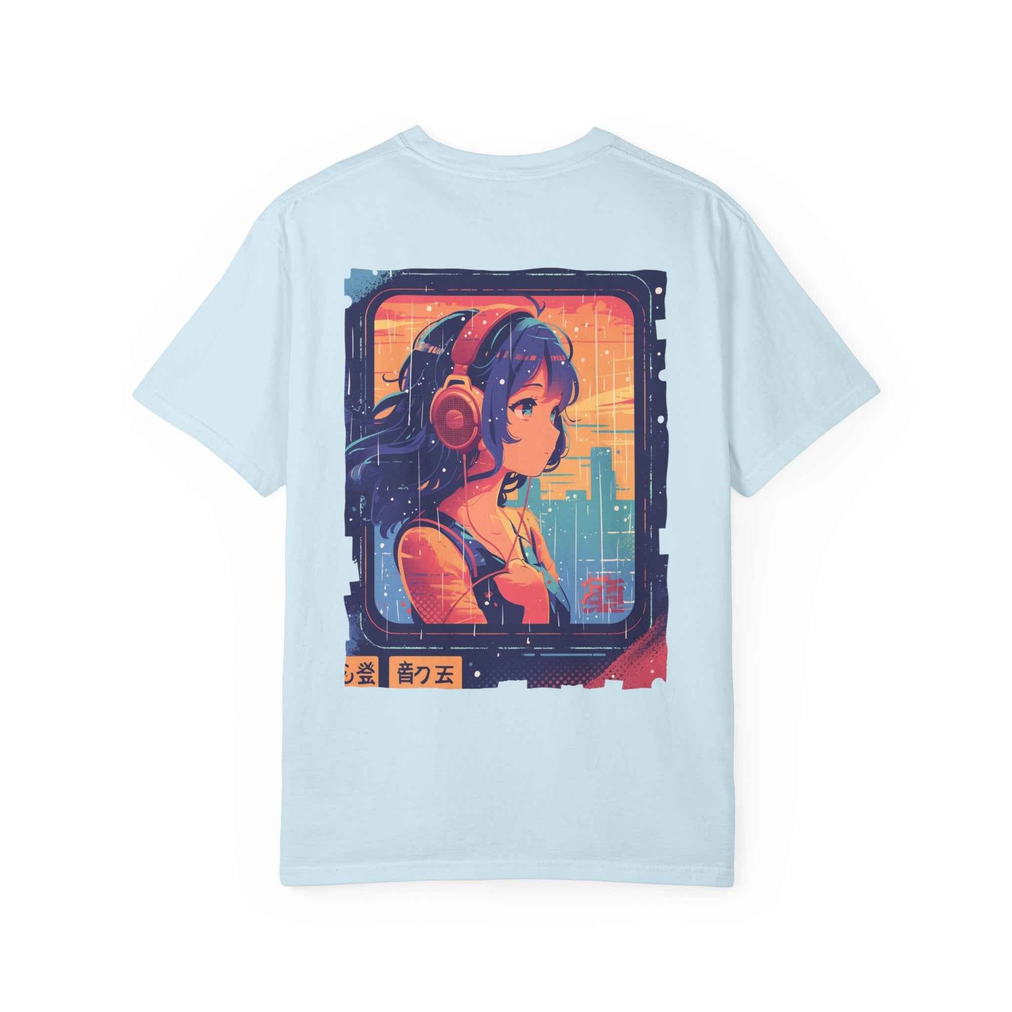 90's Lofi Anime Citygirl, Retro Chillpop Headphones Design T-Shirt