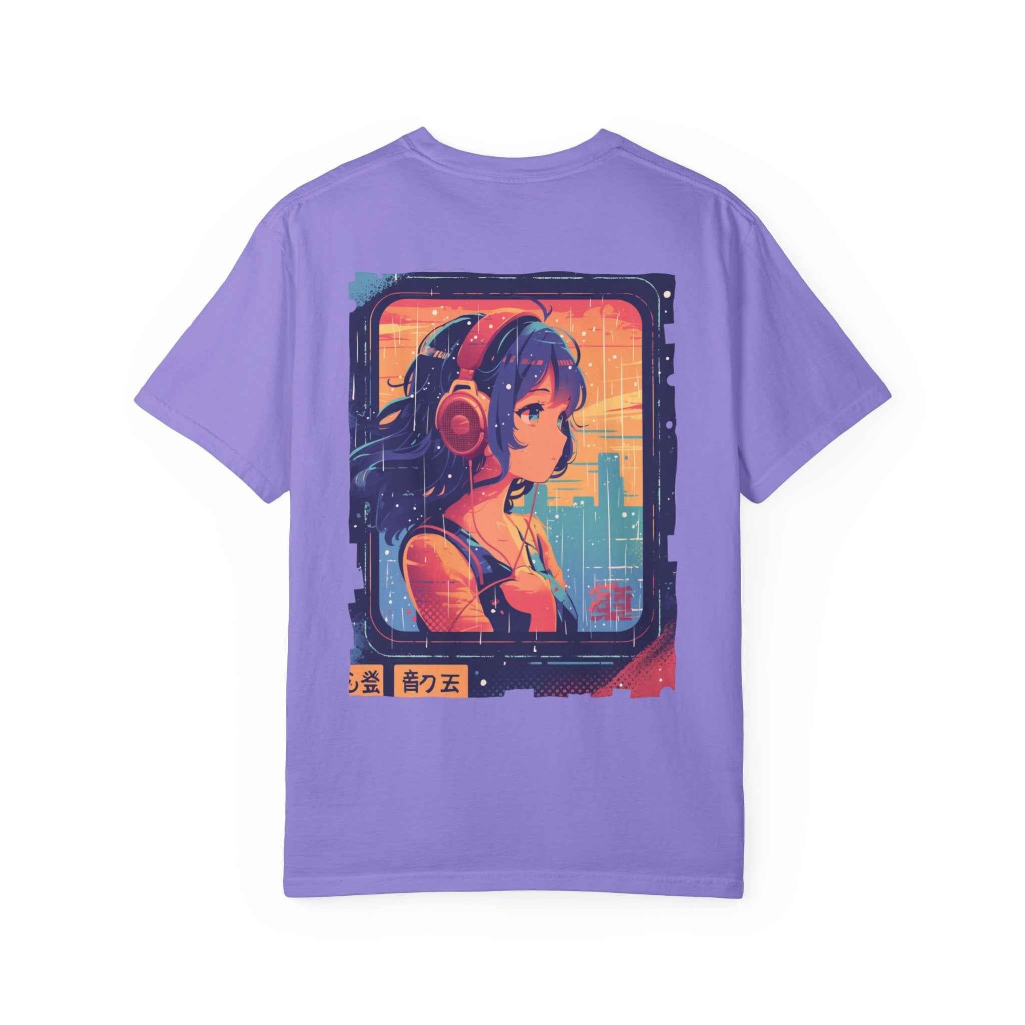 90's Lofi Anime Citygirl, Retro Chillpop Headphones Design T-Shirt