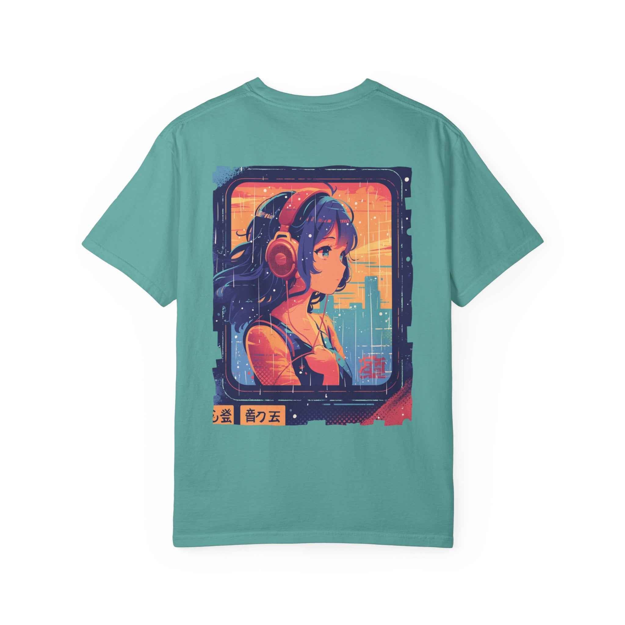 90's Lofi Anime Citygirl, Retro Chillpop Headphones Design T-Shirt