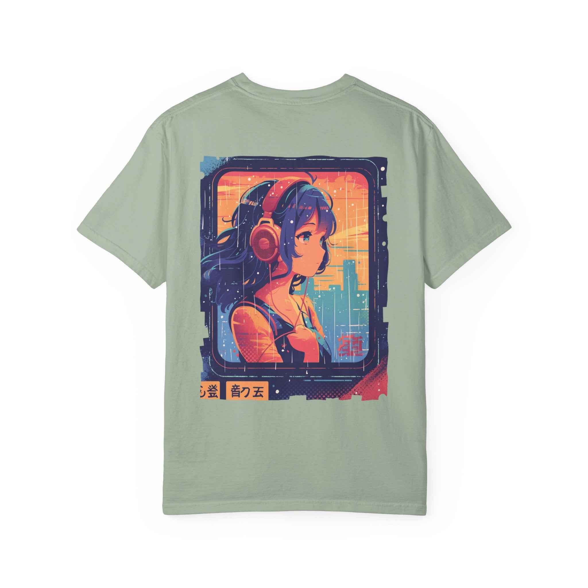 90's Lofi Anime Citygirl, Retro Chillpop Headphones Design T-Shirt