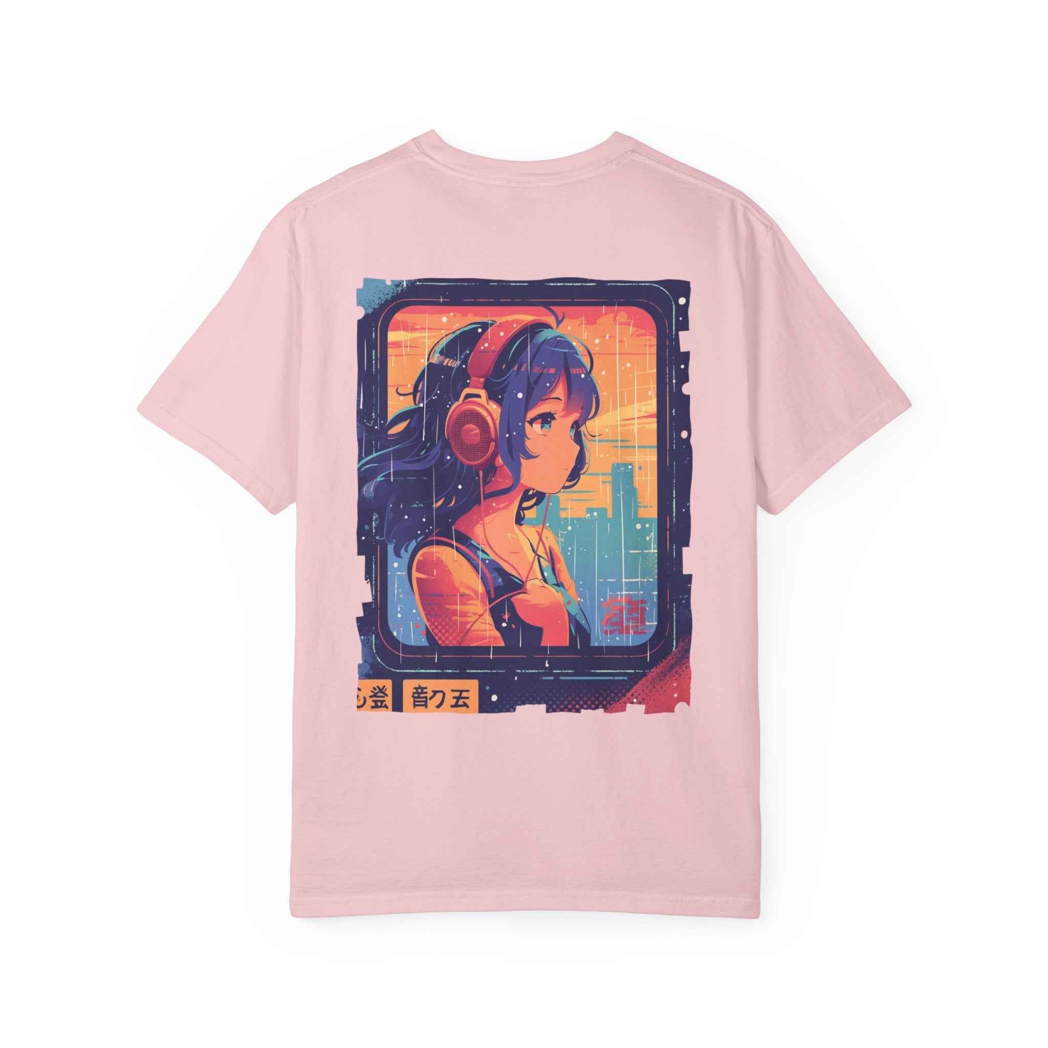 90's Lofi Anime Citygirl, Retro Chillpop Headphones Design T-Shirt