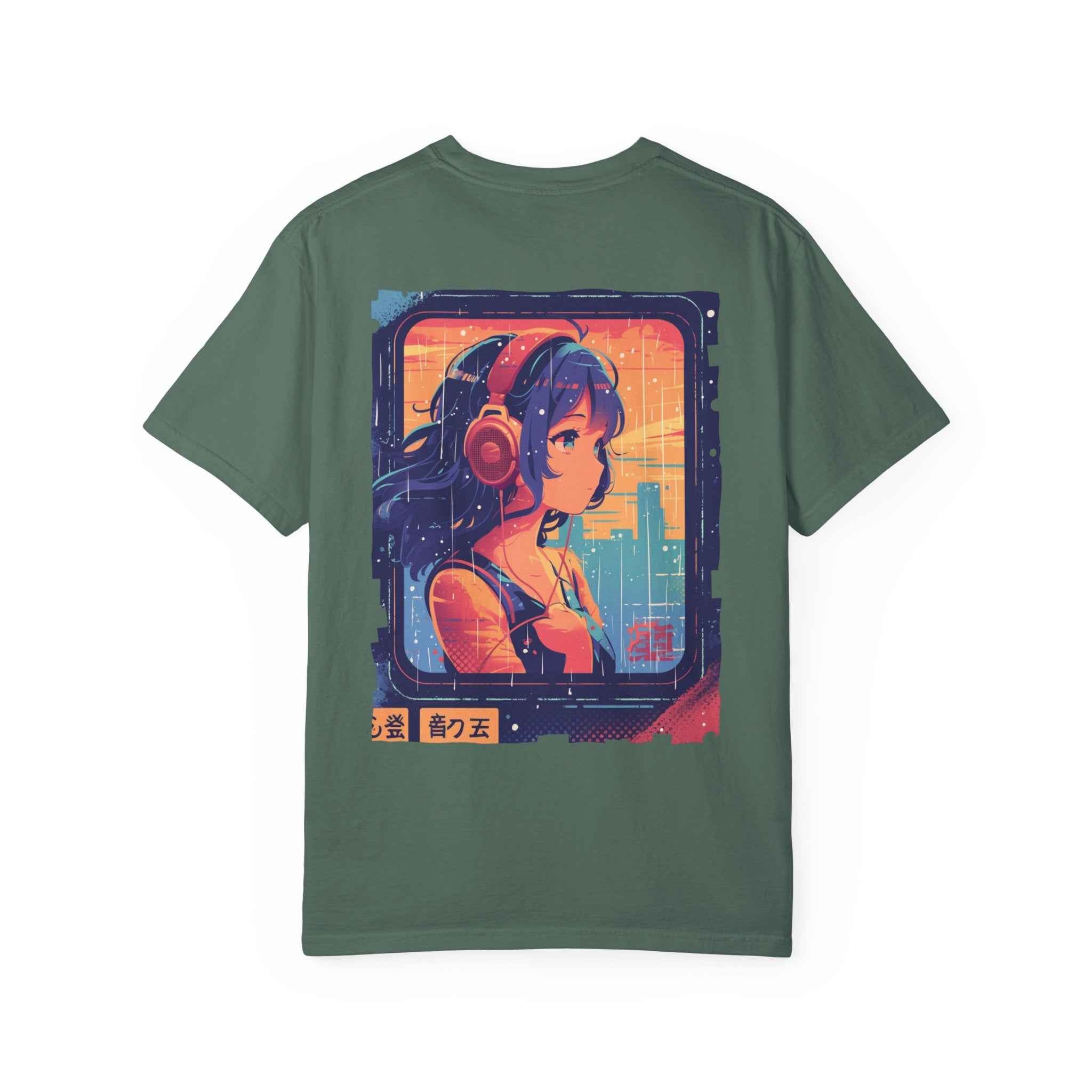 90's Lofi Anime Citygirl, Retro Chillpop Headphones Design T-Shirt