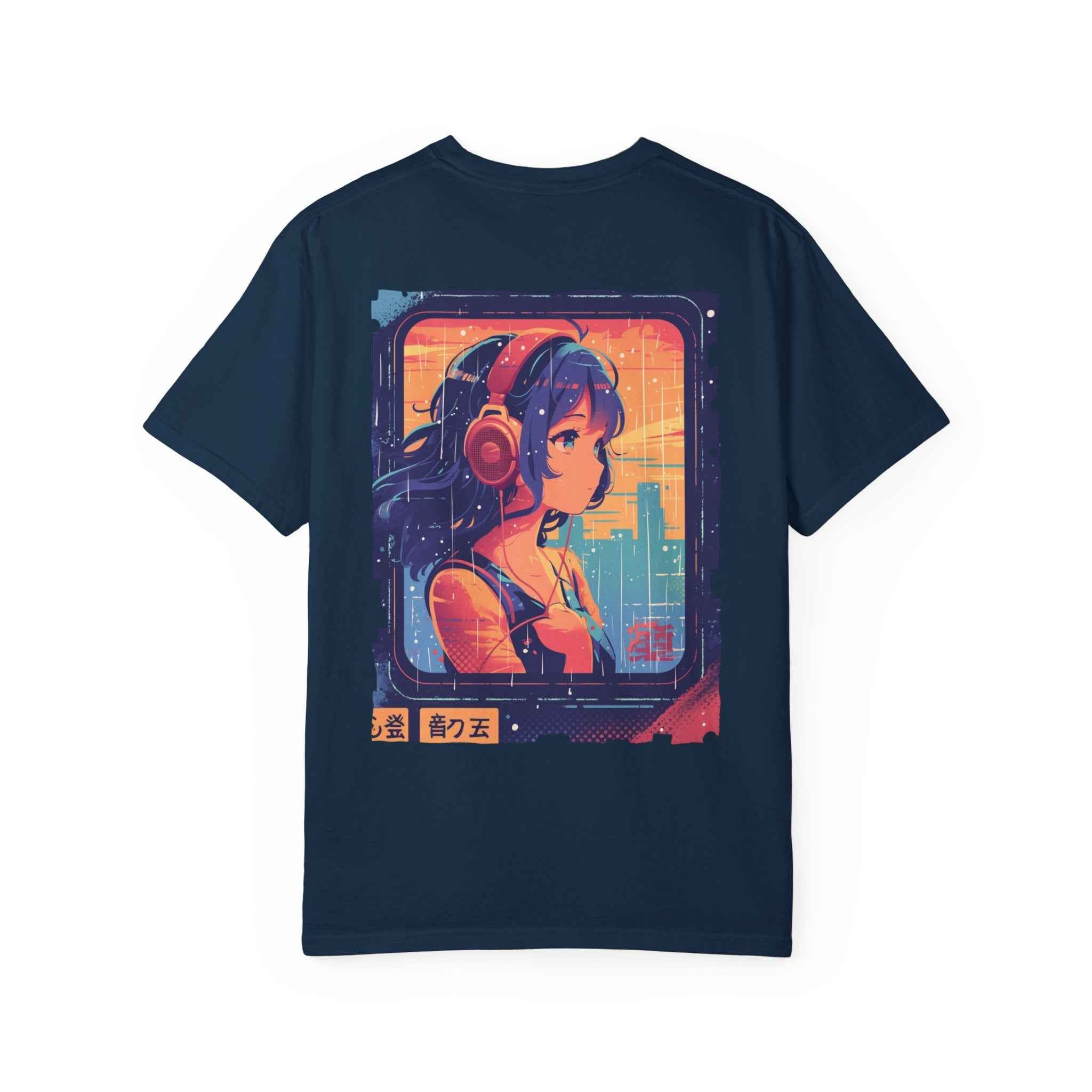 90's Lofi Anime Citygirl, Retro Chillpop Headphones Design T-Shirt