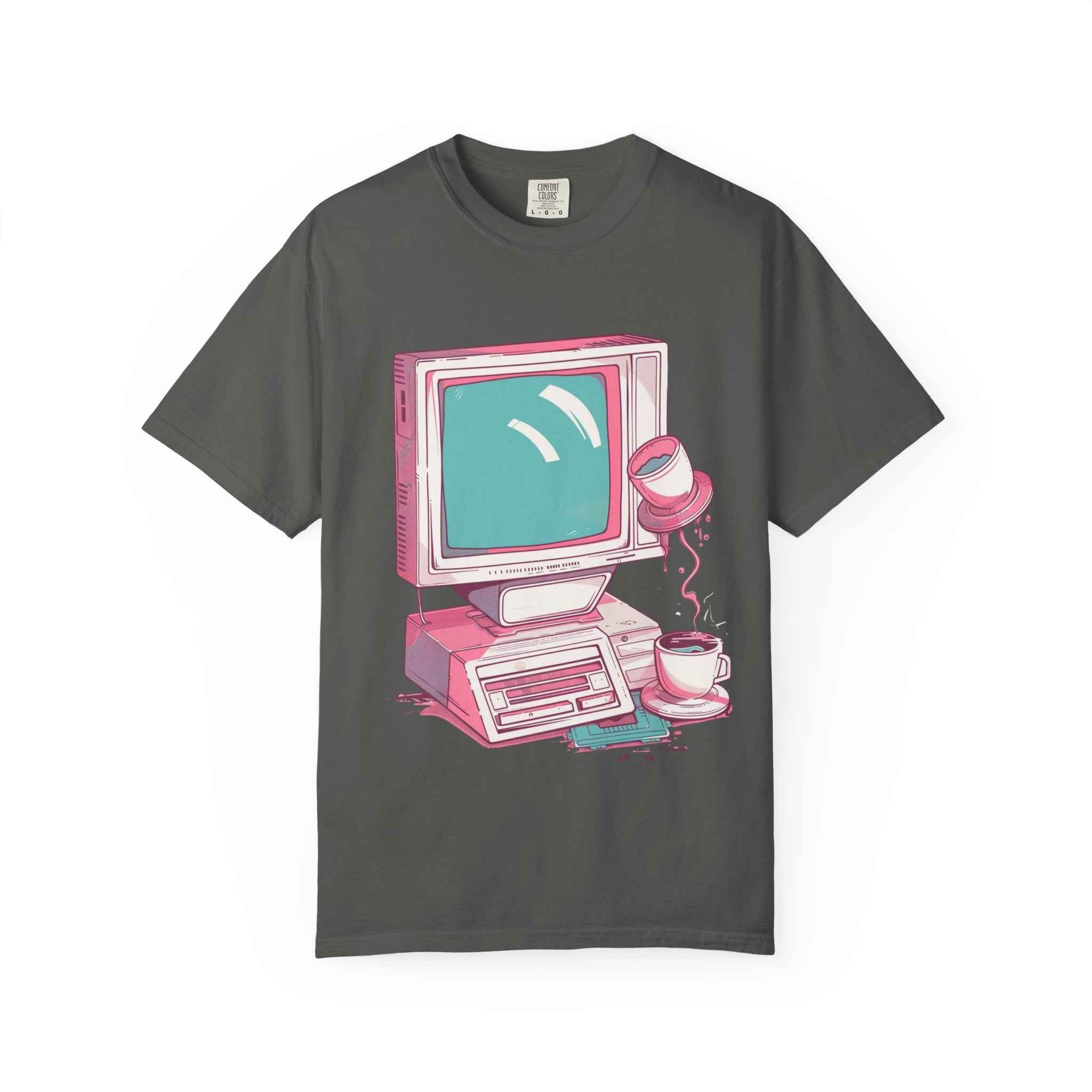 90's Lofi Retro Computer, Vintage PC & Coffee Graphic T-Shirt