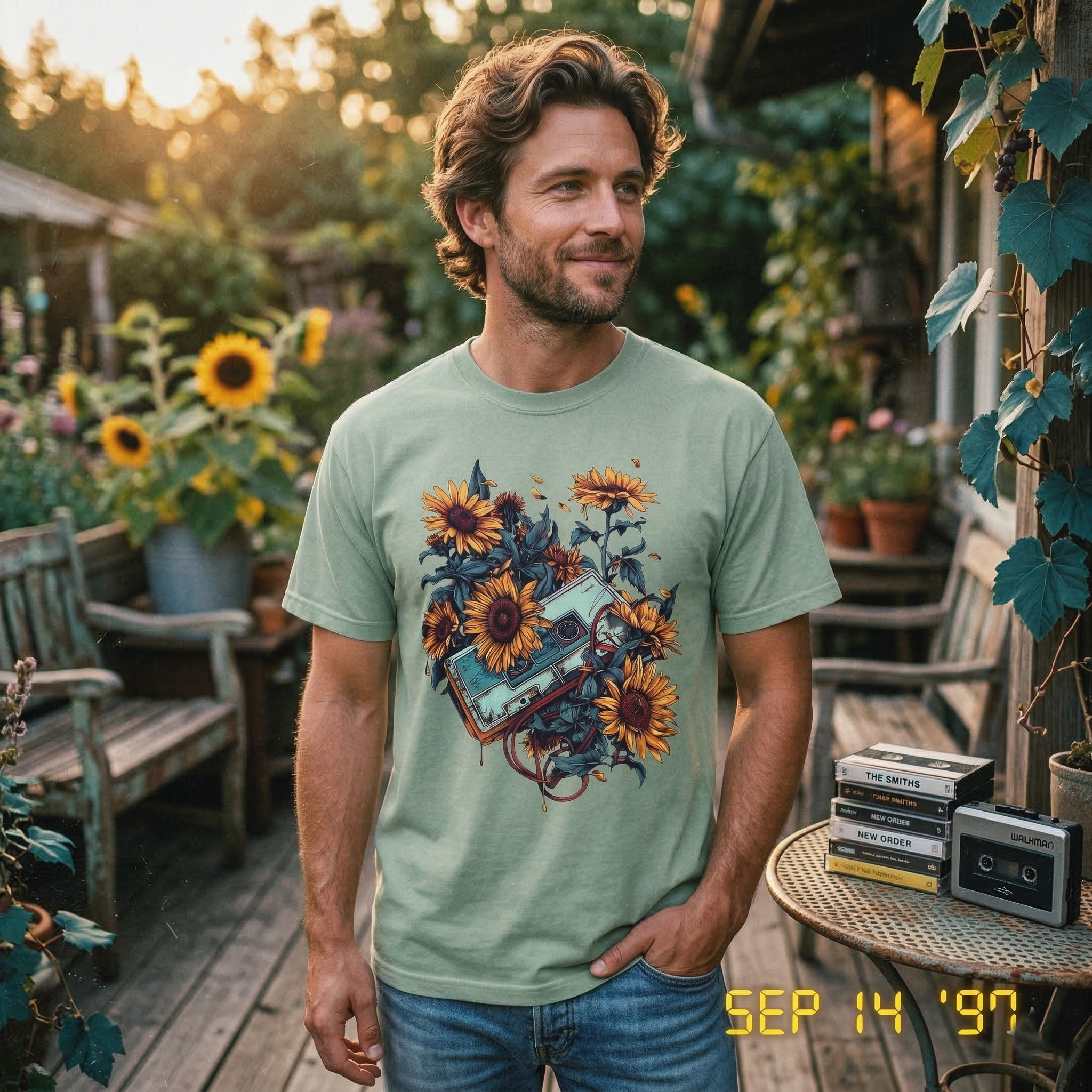 90's Lofi Sunflower Cassette T-Shirt