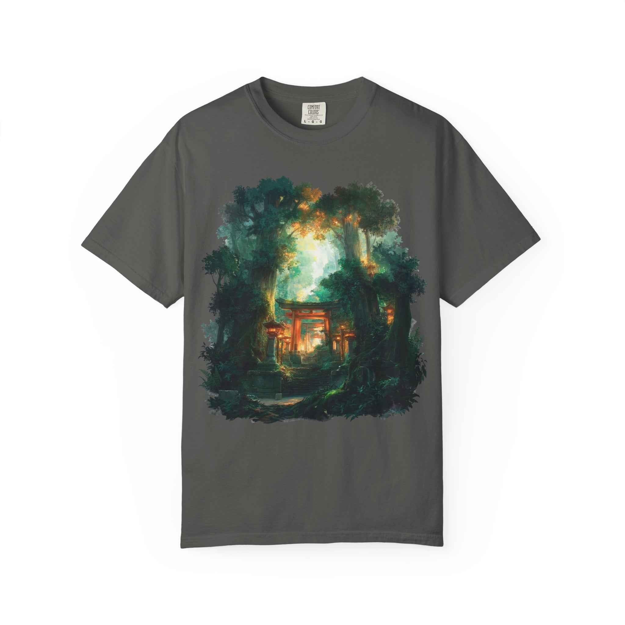 Anime Forest Shrine T-Shirt, Mystical Cabin Nightscape