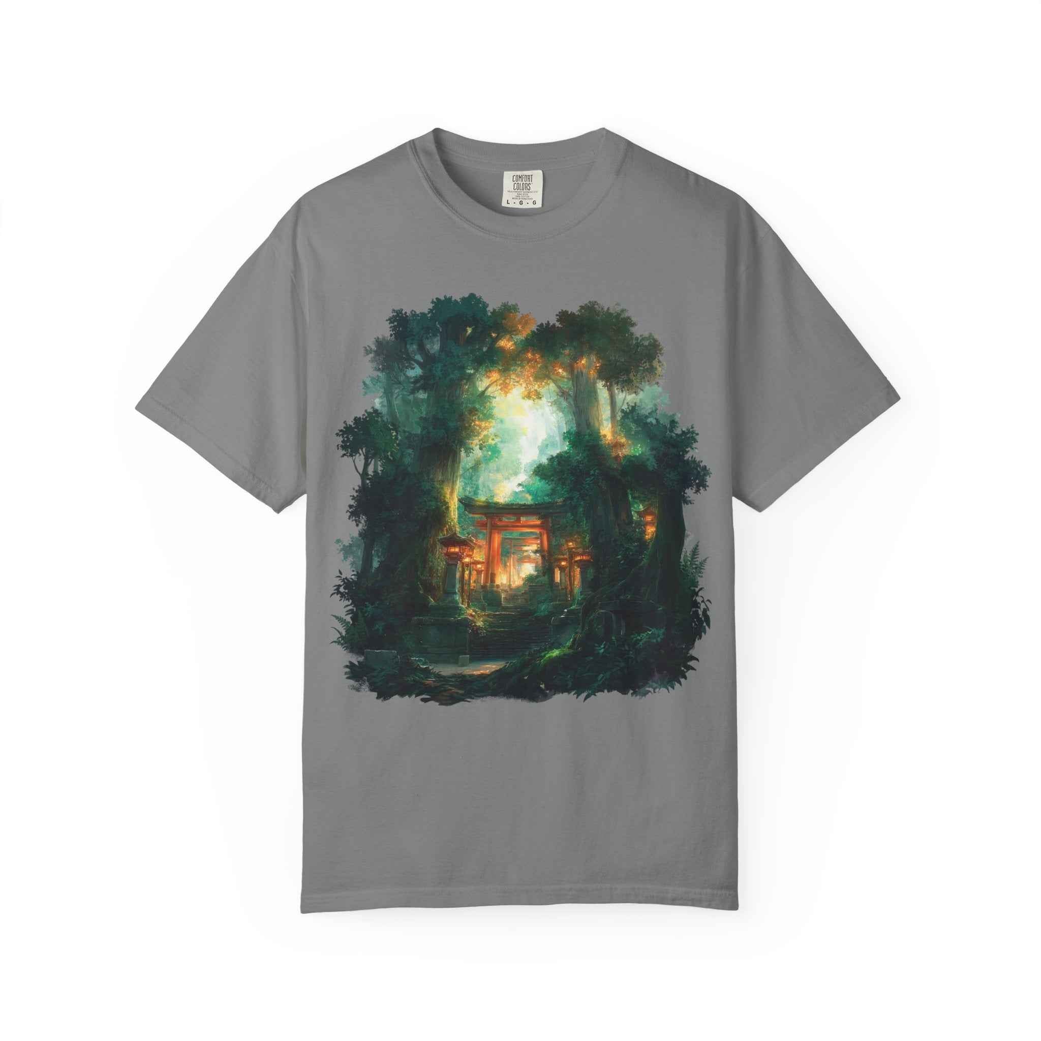 Anime Forest Shrine T-Shirt, Mystical Cabin Nightscape