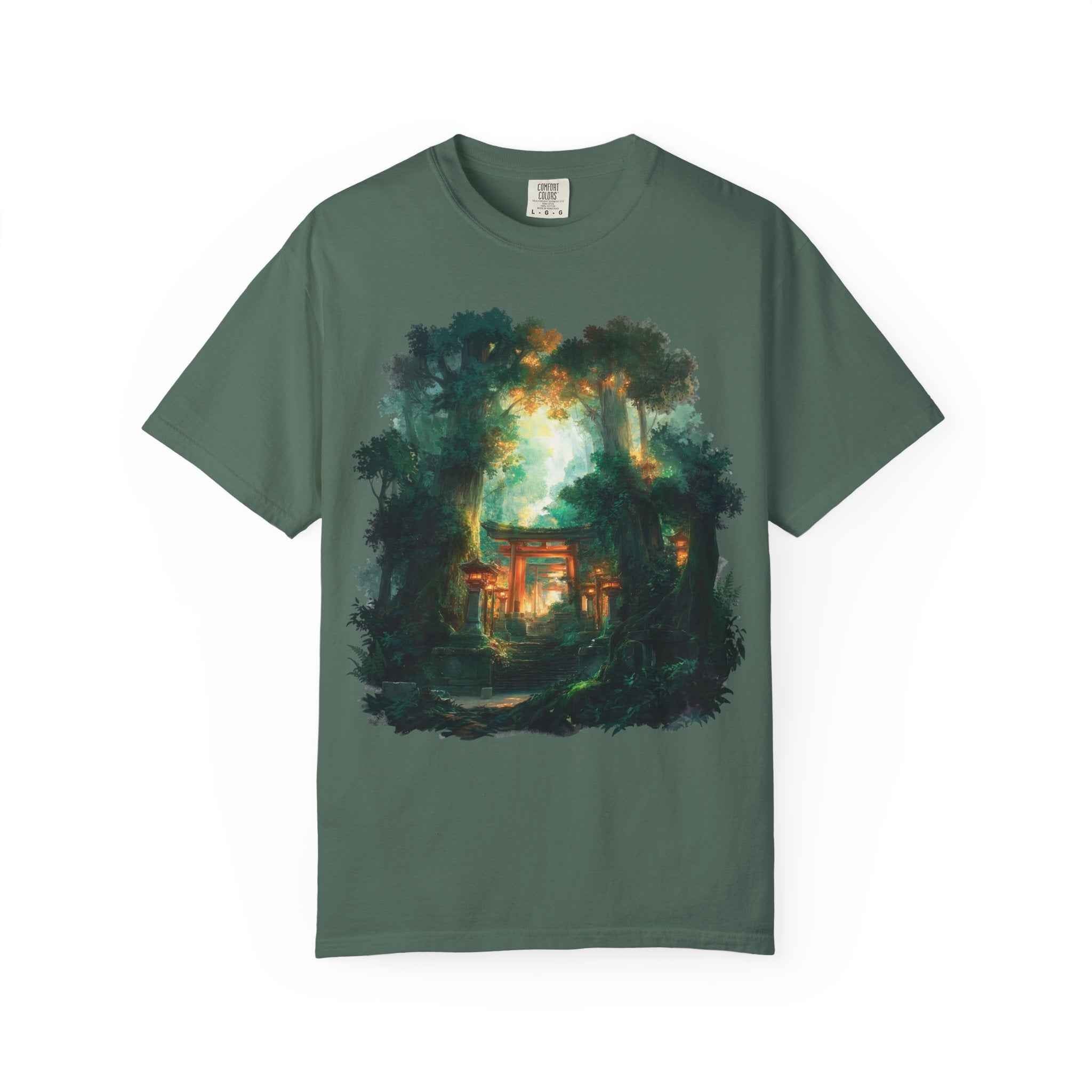 Anime Forest Shrine T-Shirt, Mystical Cabin Nightscape