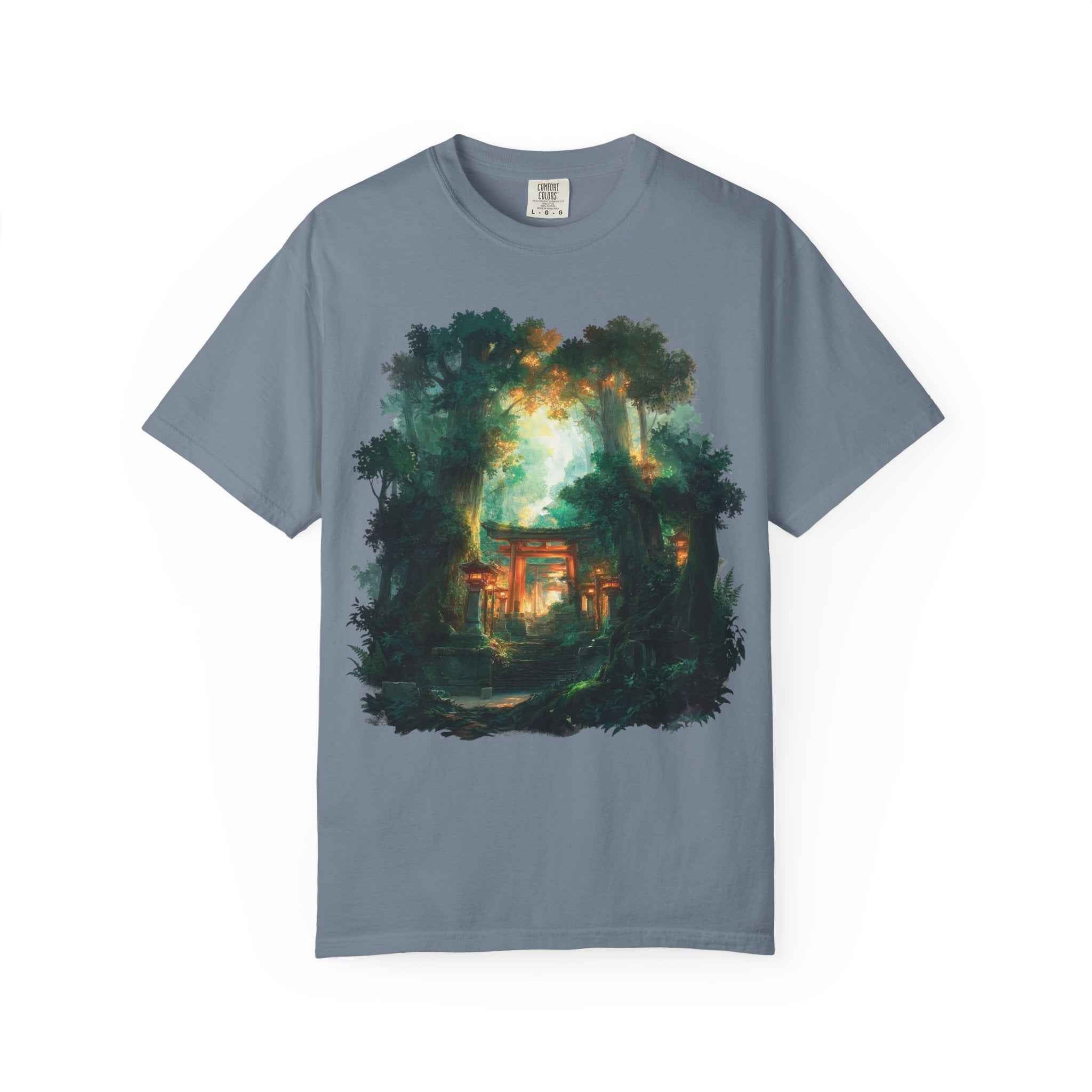Anime Forest Shrine T-Shirt, Mystical Cabin Nightscape