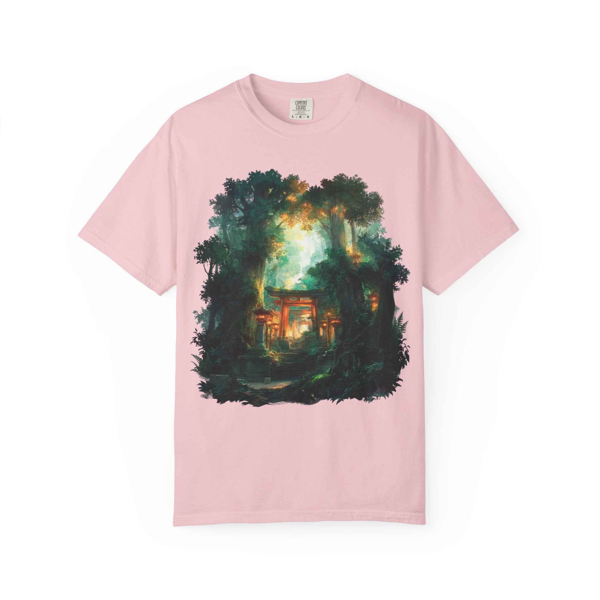 Anime Forest Shrine T-Shirt, Mystical Cabin Nightscape