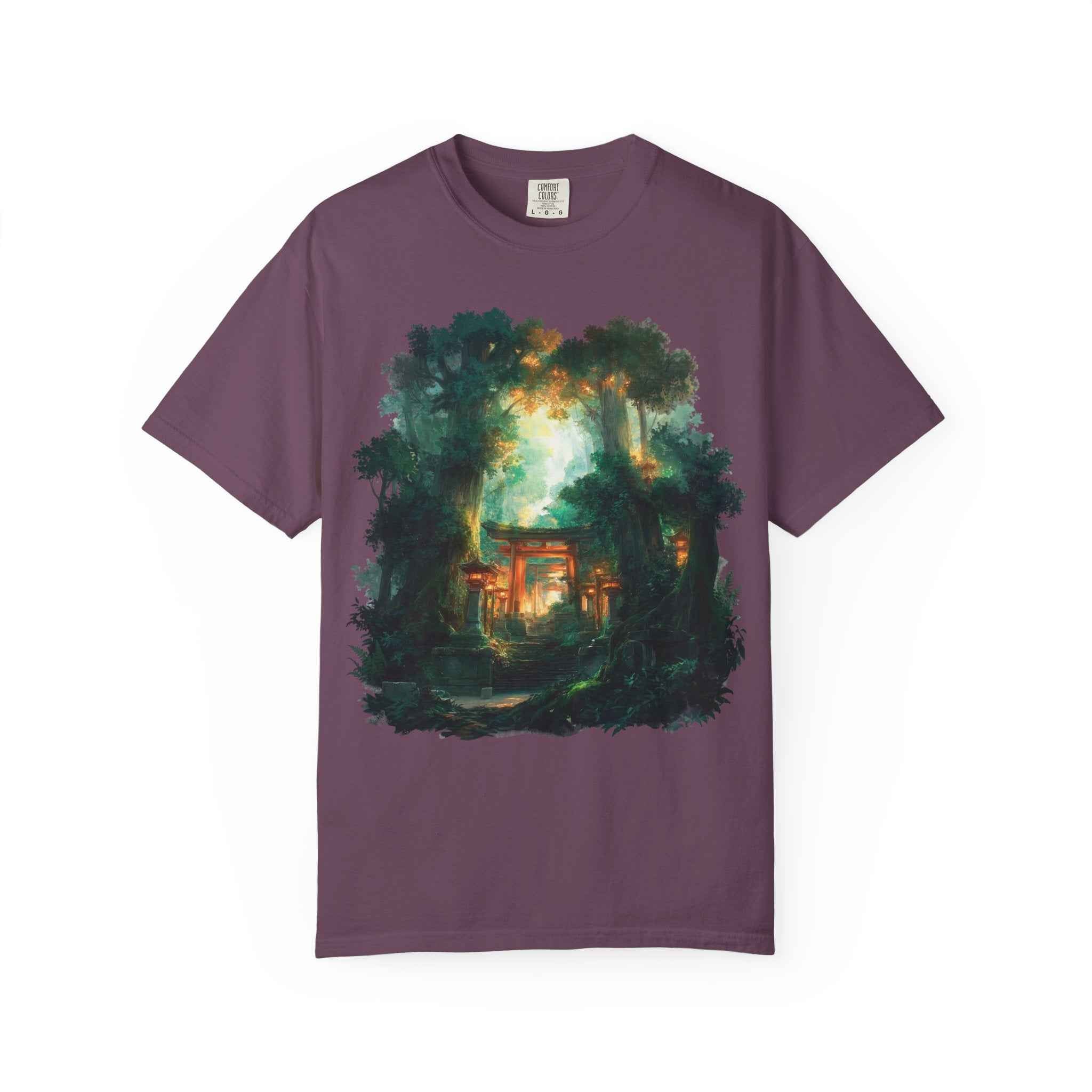 Anime Forest Shrine T-Shirt, Mystical Cabin Nightscape