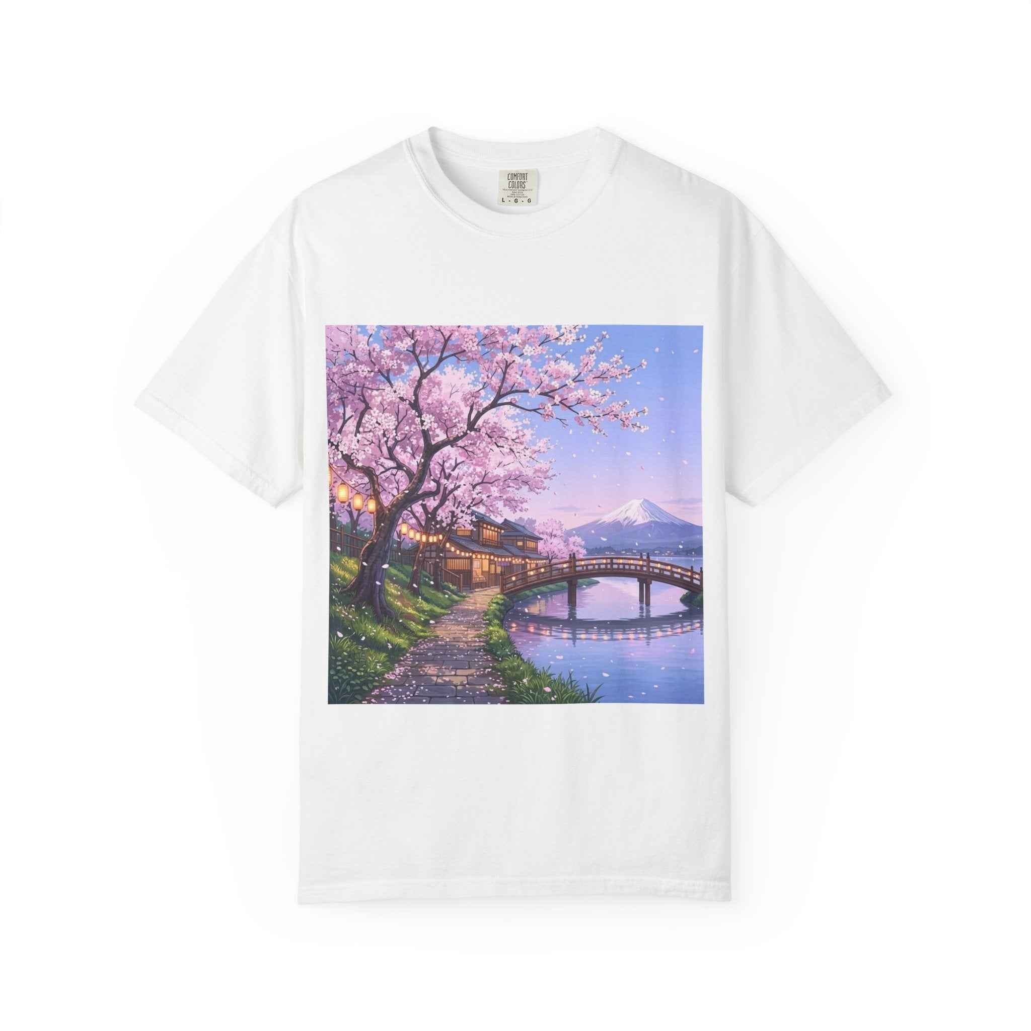 Anime Lofi Cherry Blossom Bridge T-Shirt