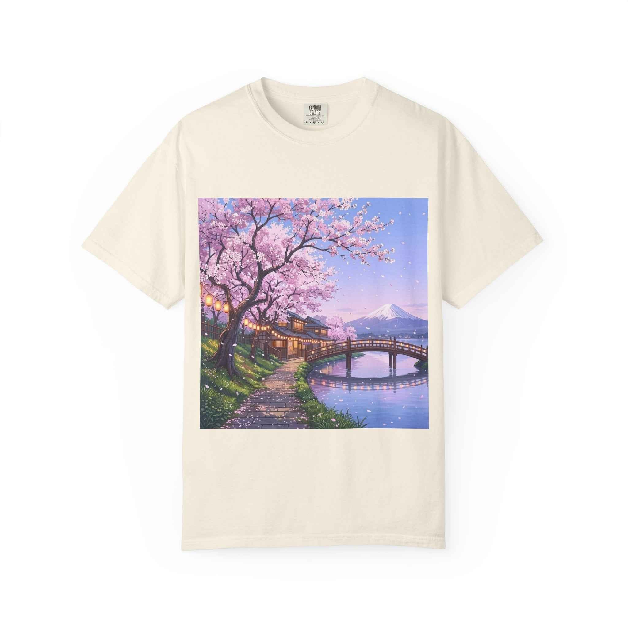 Anime Lofi Cherry Blossom Bridge T-Shirt
