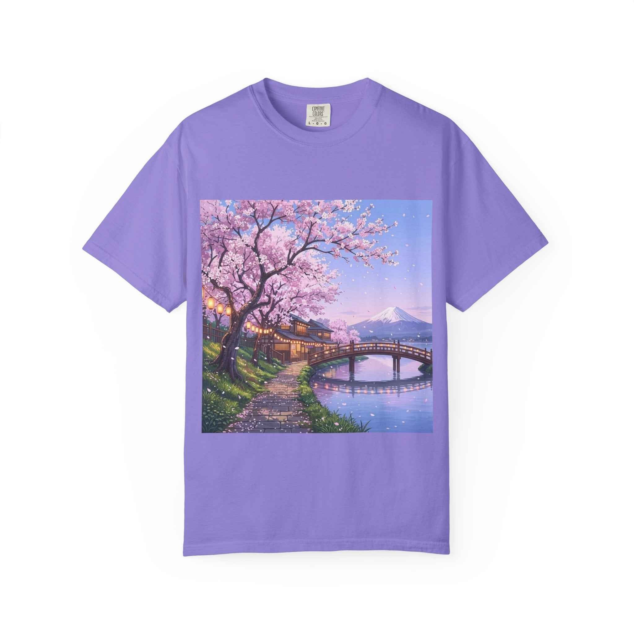 Anime Lofi Cherry Blossom Bridge T-Shirt