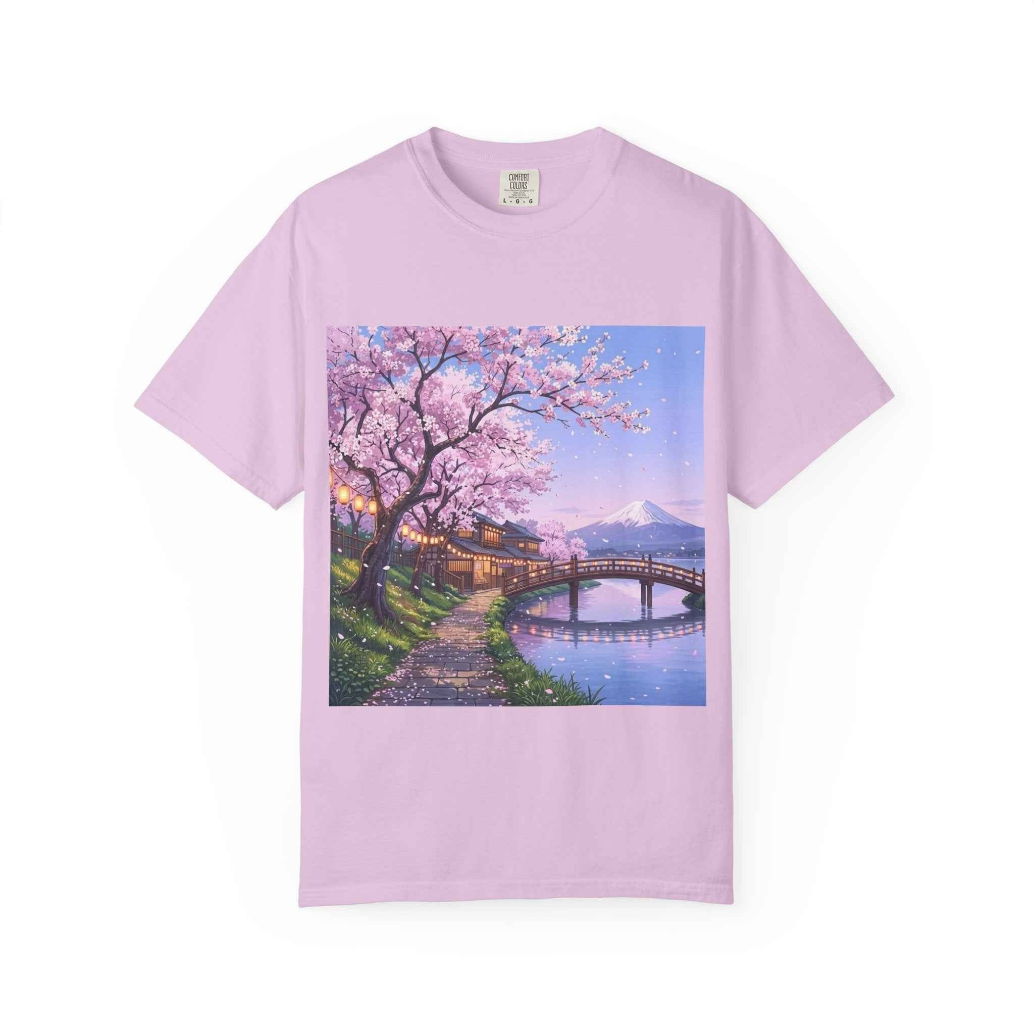 Anime Lofi Cherry Blossom Bridge T-Shirt