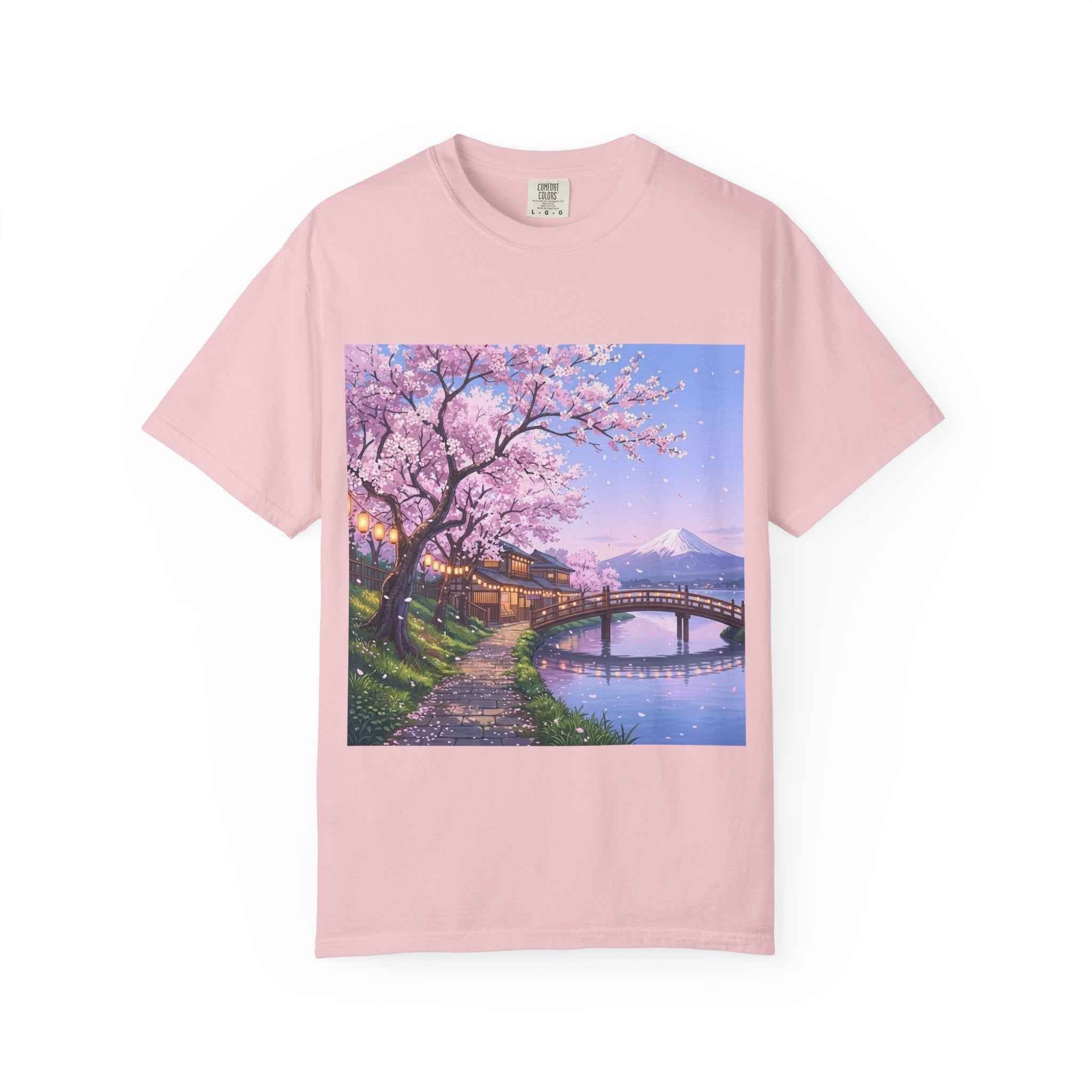 Anime Lofi Cherry Blossom Bridge T-Shirt