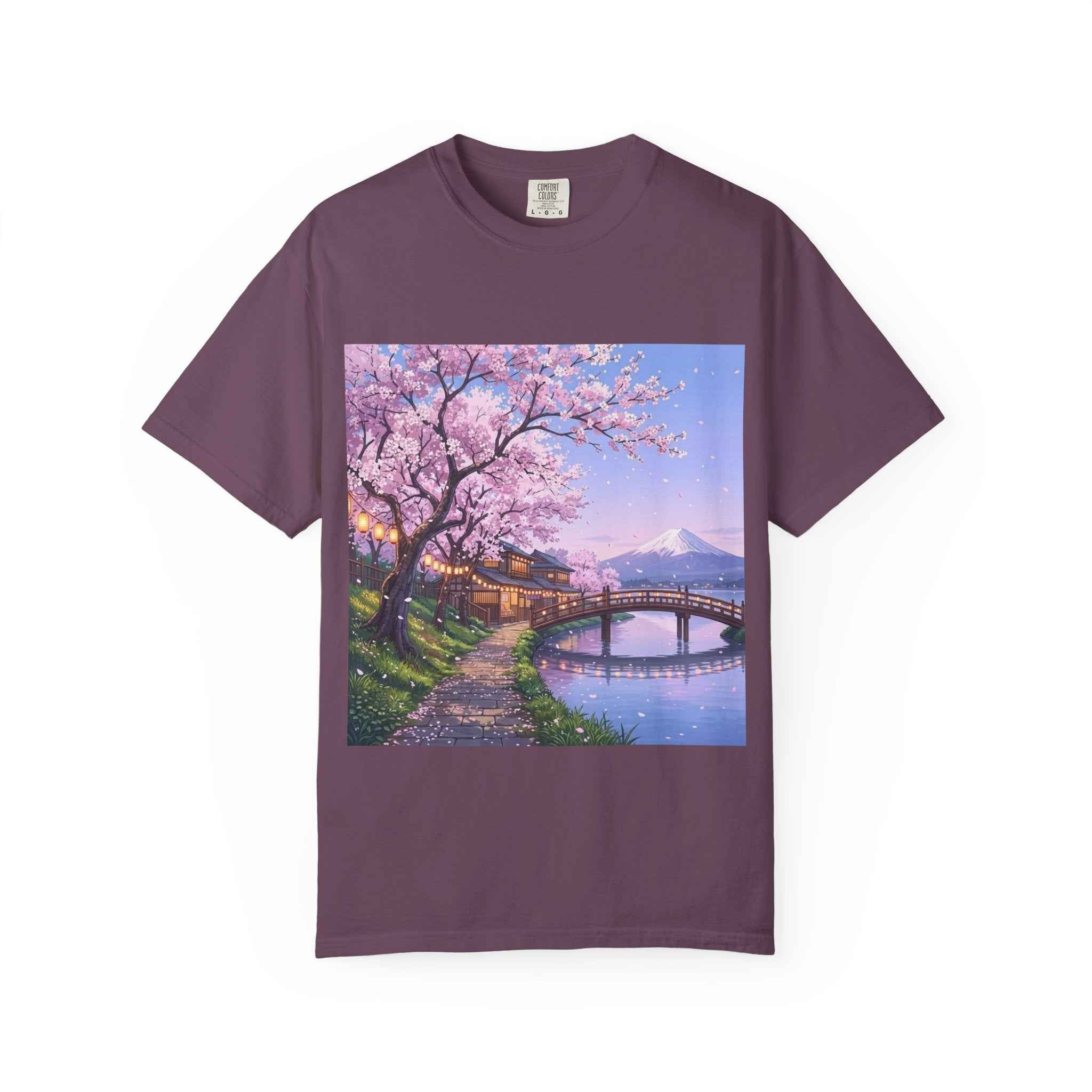 Anime Lofi Cherry Blossom Bridge T-Shirt