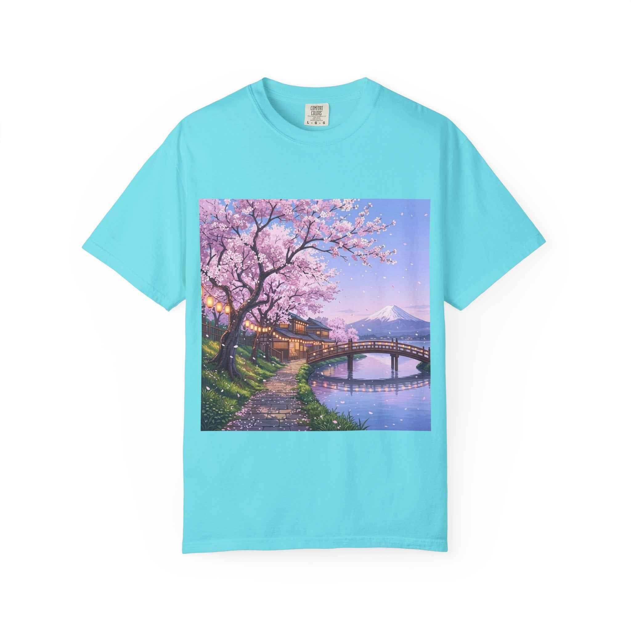 Anime Lofi Cherry Blossom Bridge T-Shirt