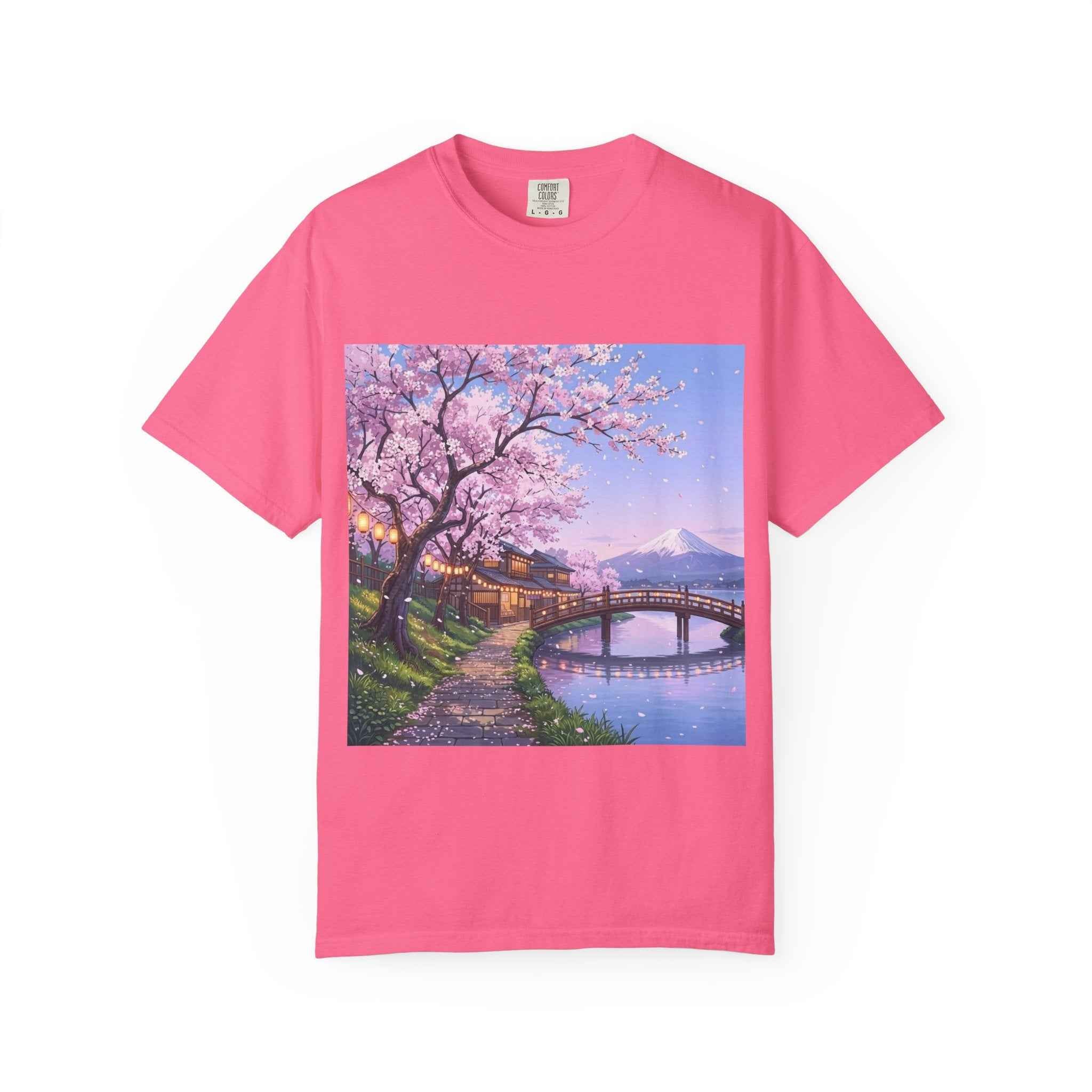 Anime Lofi Cherry Blossom Bridge T-Shirt