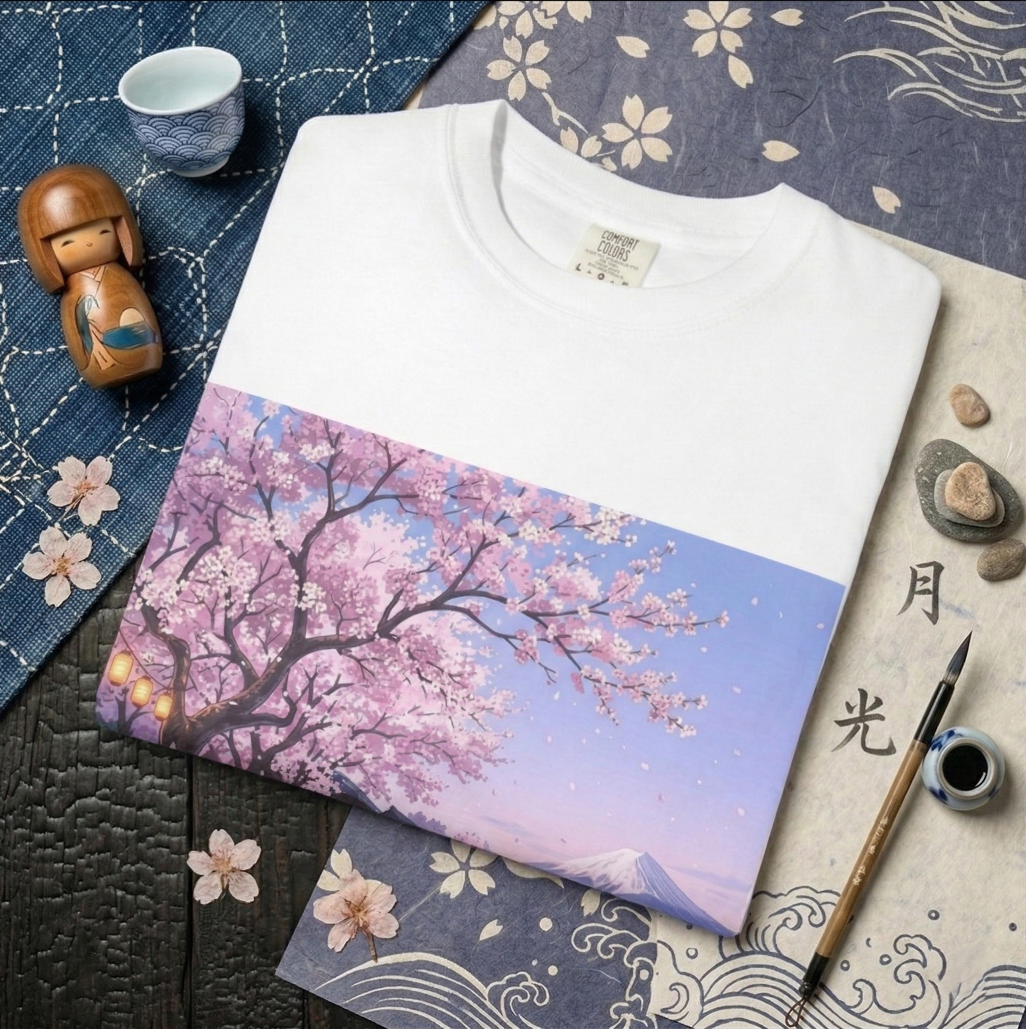 Anime Lofi Cherry Blossom Bridge T-Shirt