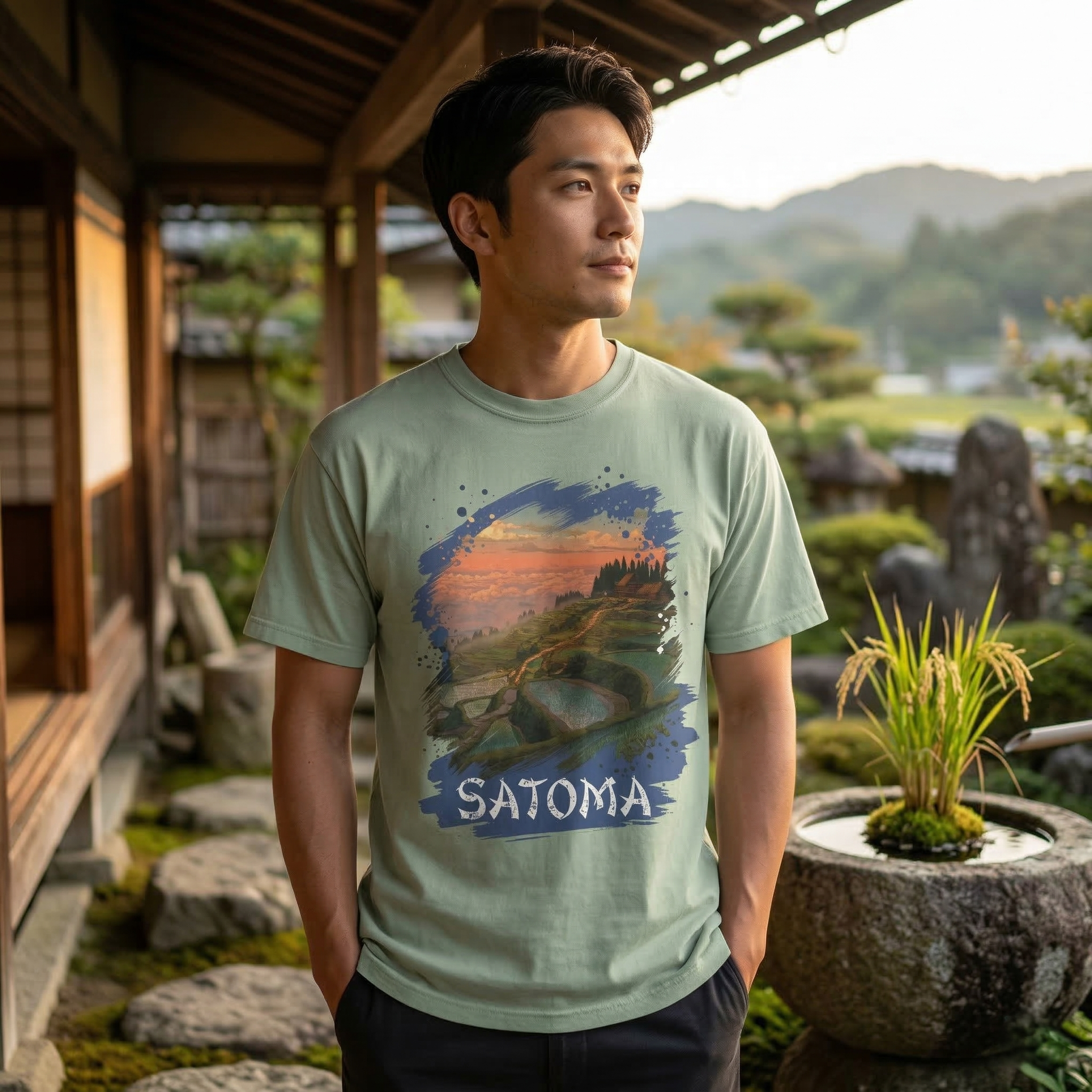 Anime Satoma Scenic T-Shirt, Vintage Landscape