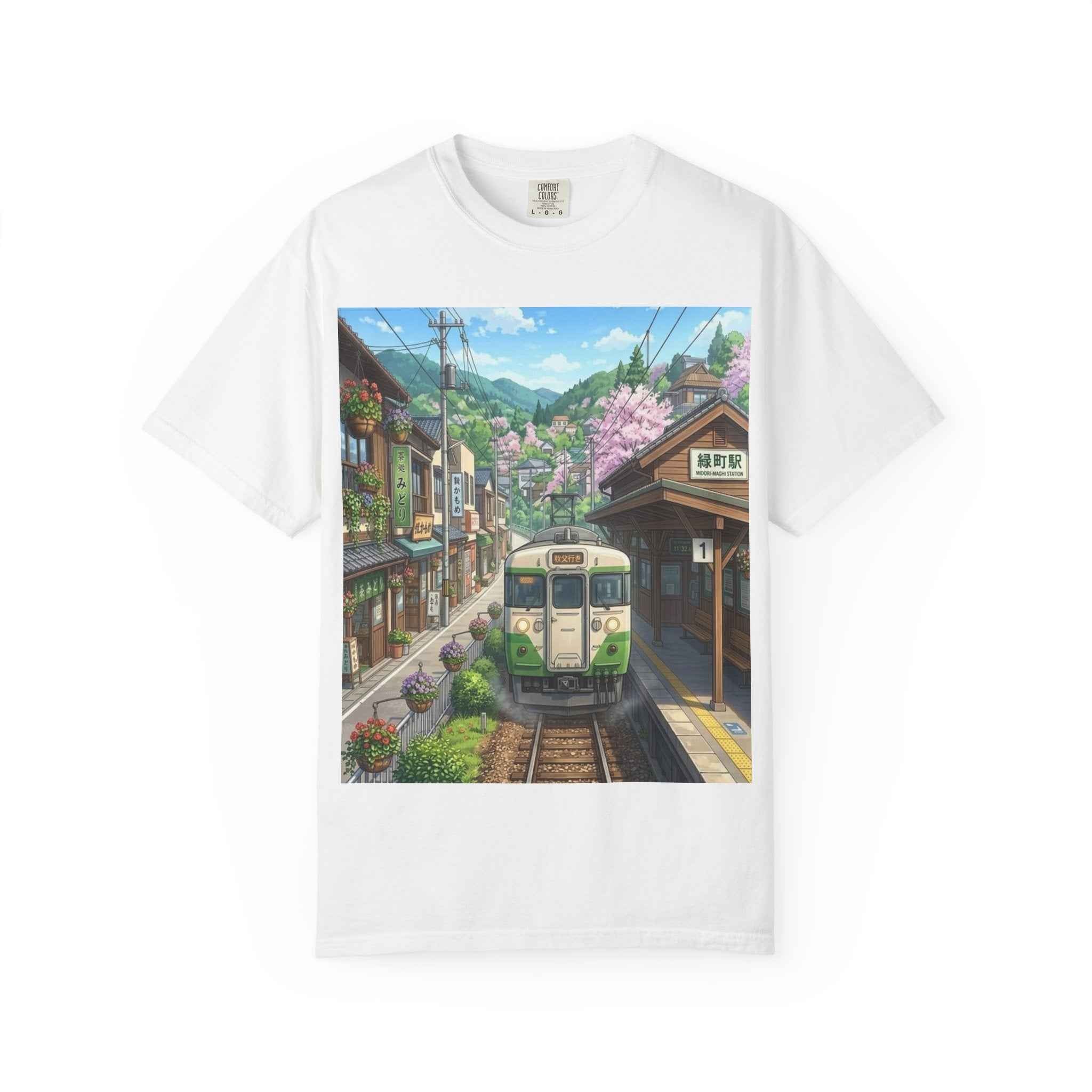 Anime  Scenic Sakura Train Spring Station T-Shirt