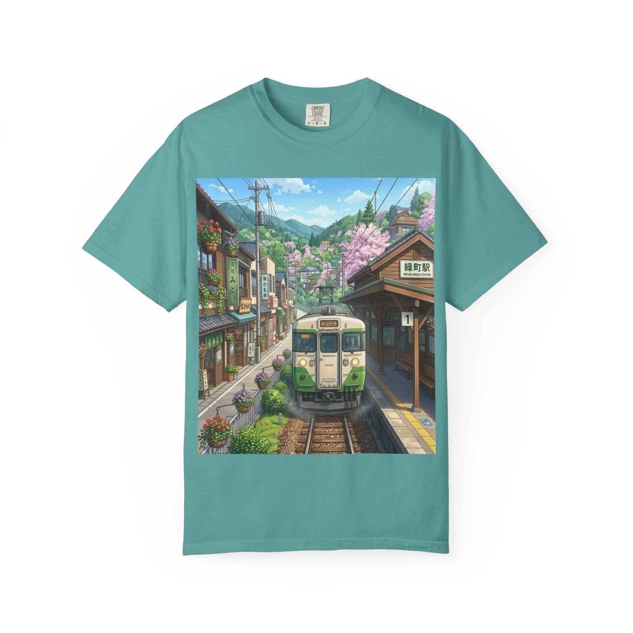 Anime  Scenic Sakura Train Spring Station T-Shirt