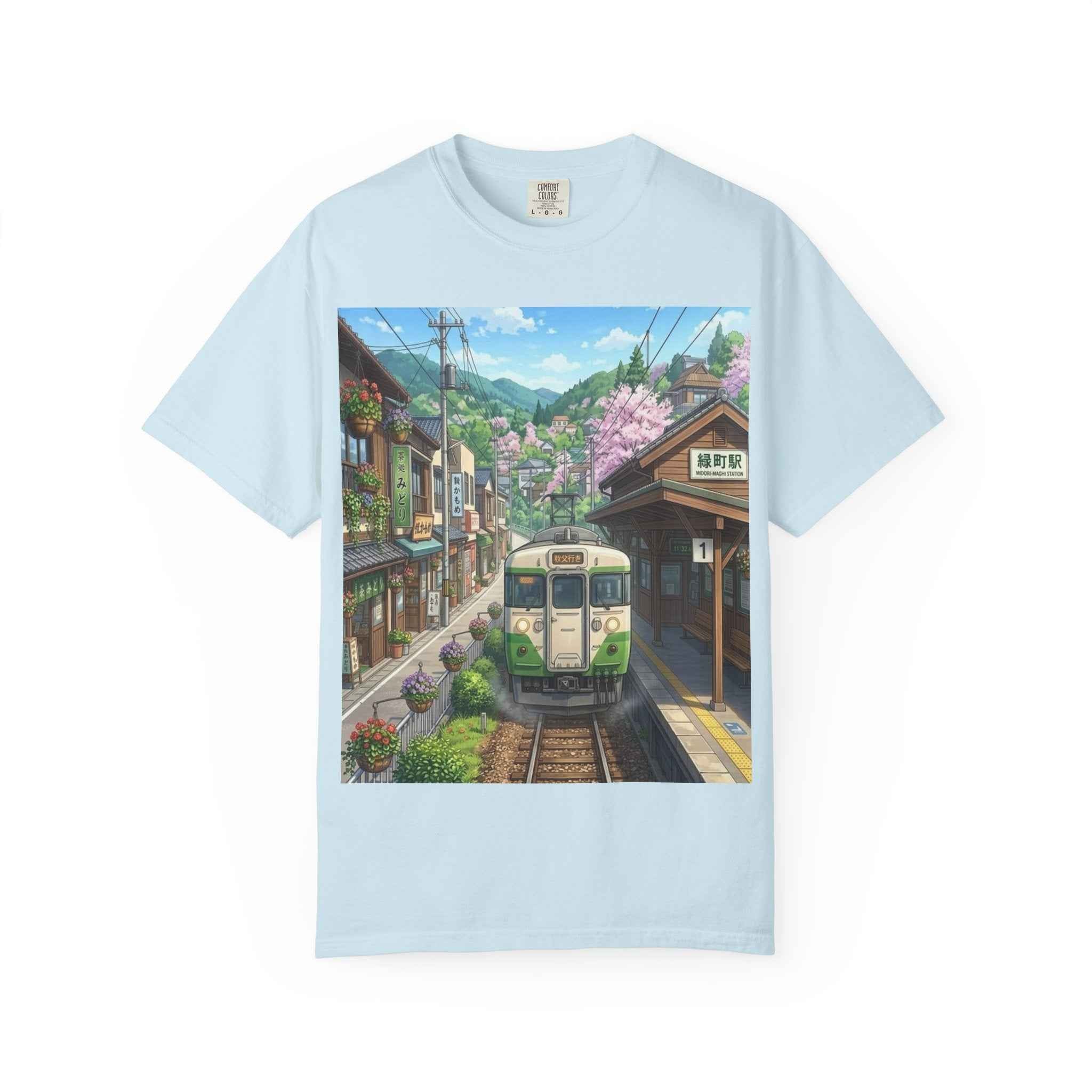 Anime  Scenic Sakura Train Spring Station T-Shirt