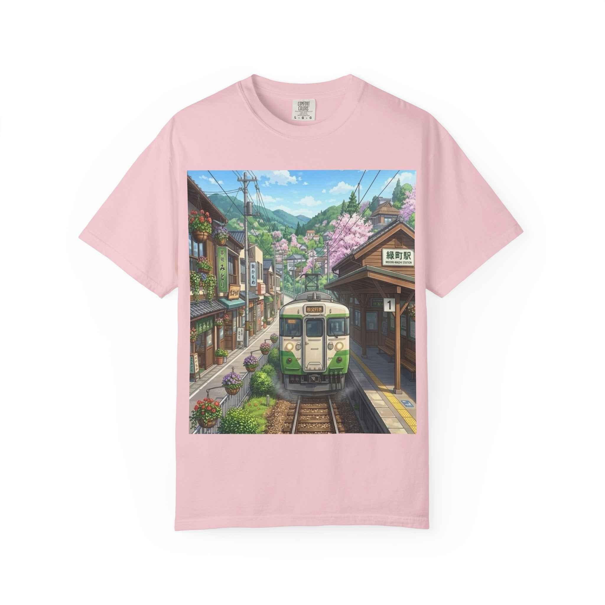 Anime  Scenic Sakura Train Spring Station T-Shirt
