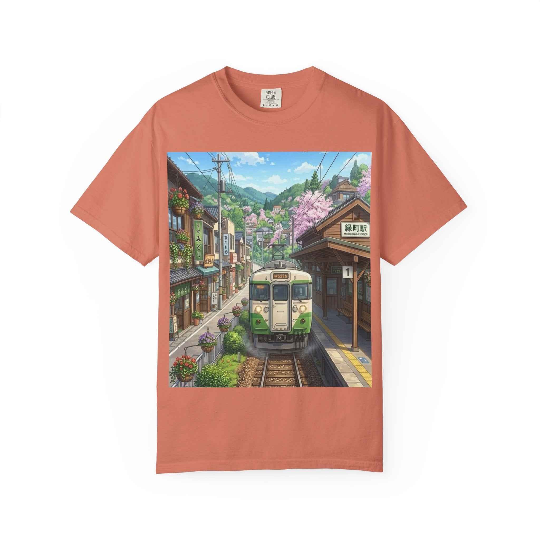 Anime  Scenic Sakura Train Spring Station T-Shirt