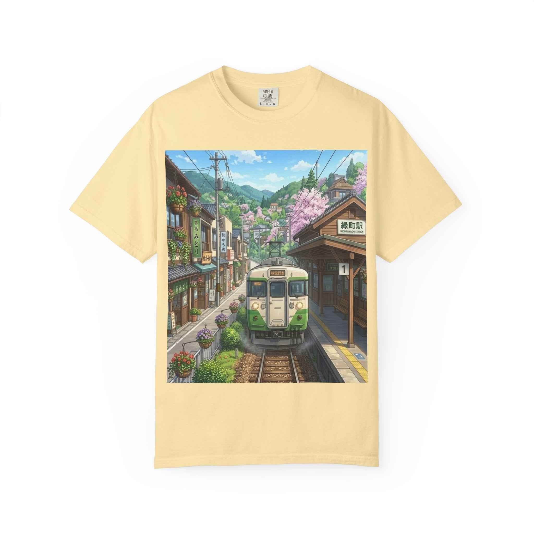 Anime  Scenic Sakura Train Spring Station T-Shirt