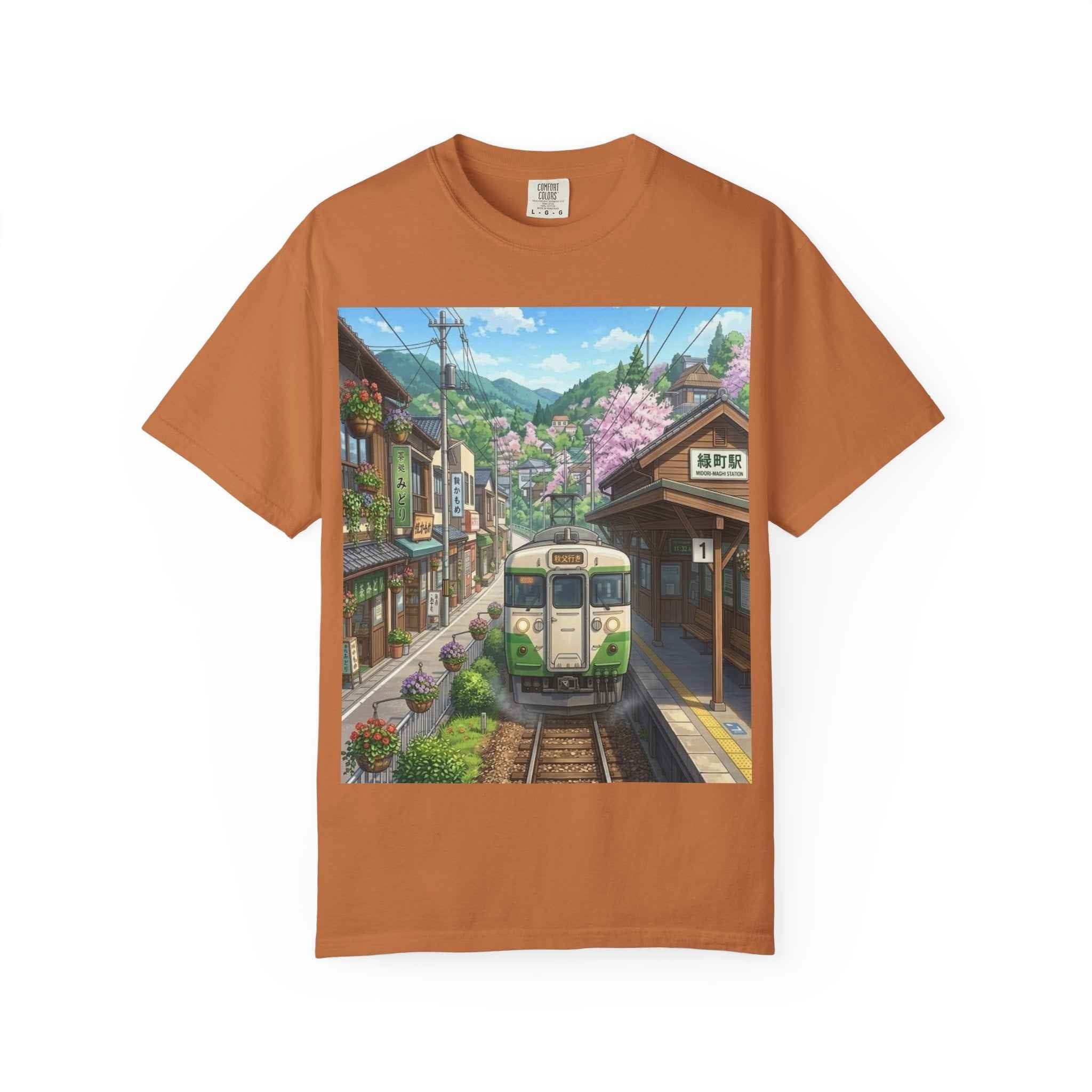 Anime  Scenic Sakura Train Spring Station T-Shirt