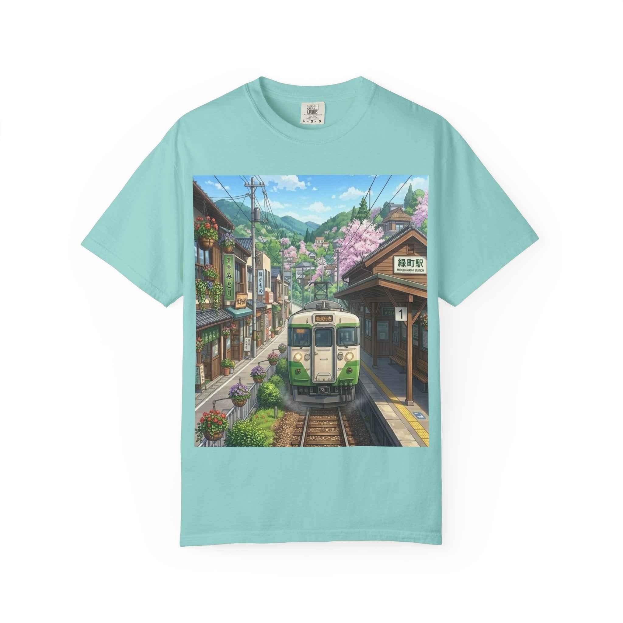Anime  Scenic Sakura Train Spring Station T-Shirt