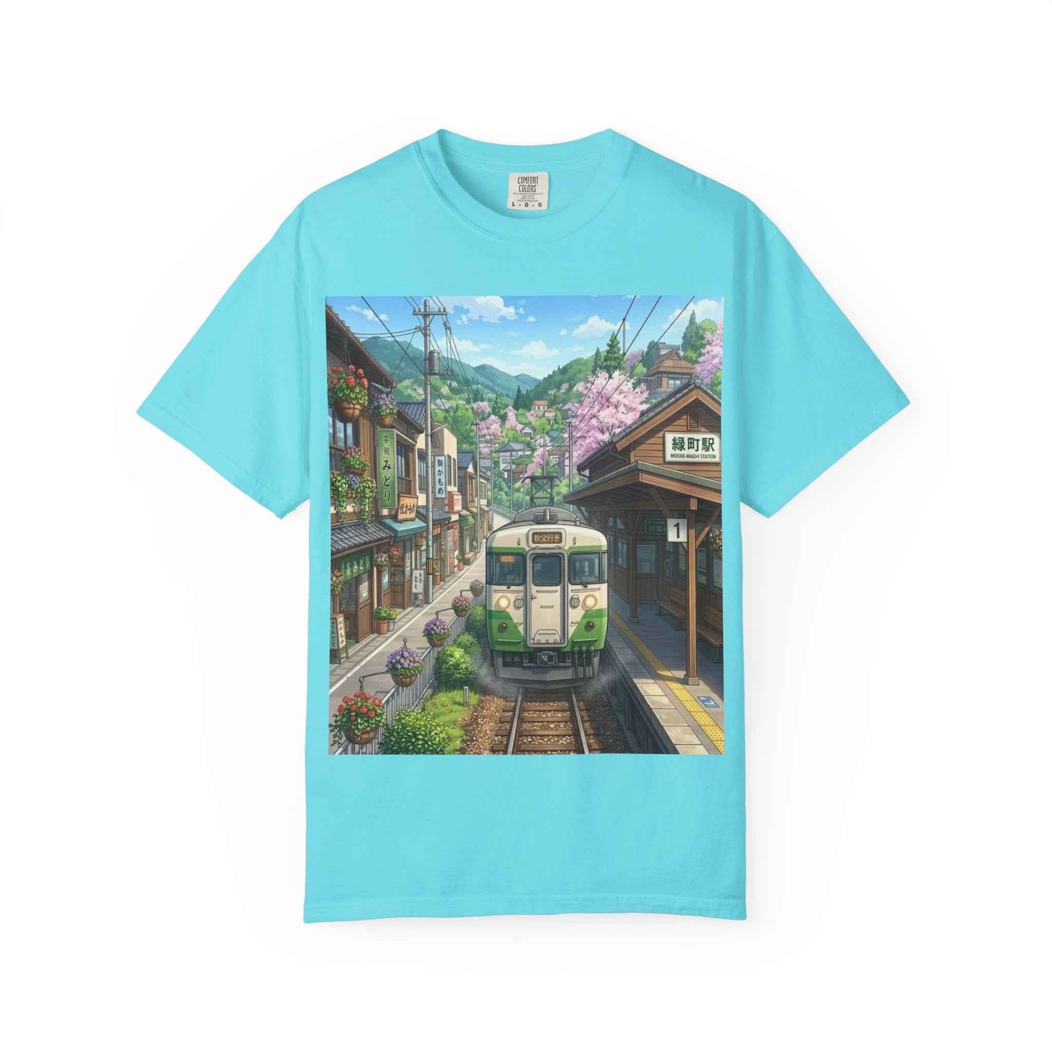 Anime  Scenic Sakura Train Spring Station T-Shirt