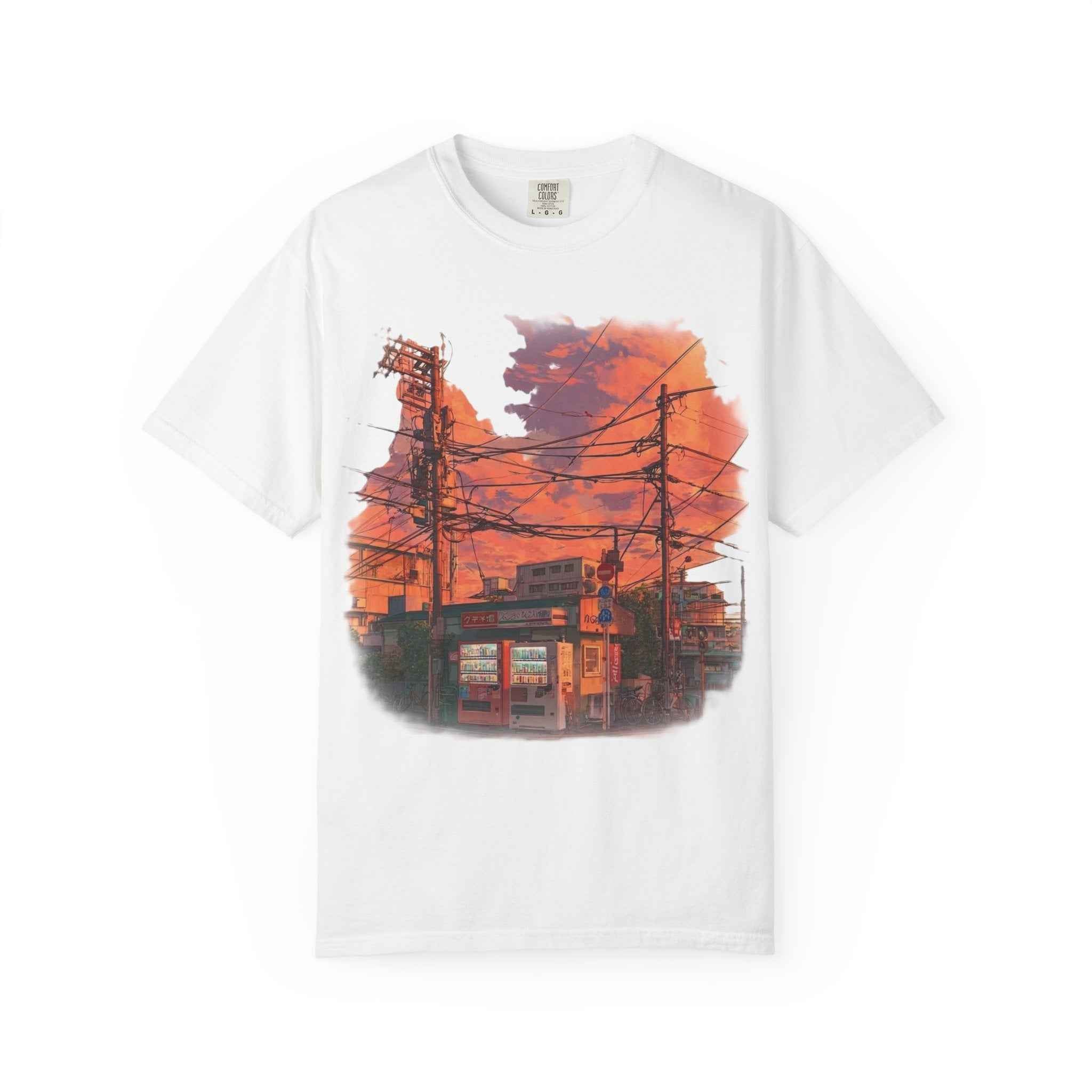 Anime Sunset Alley T-Shirt, Retro Japanese Street Scene