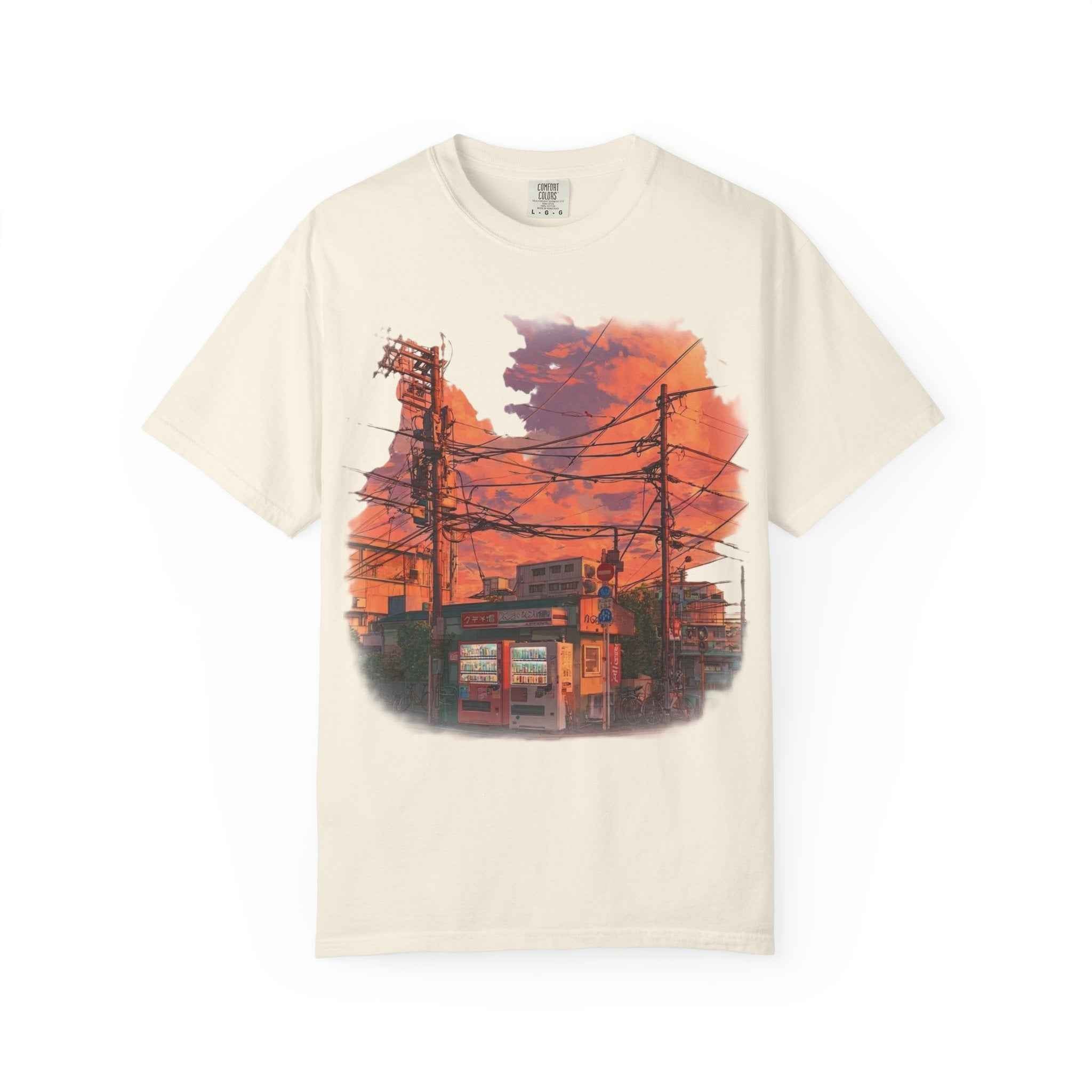 Anime Sunset Alley T-Shirt, Retro Japanese Street Scene