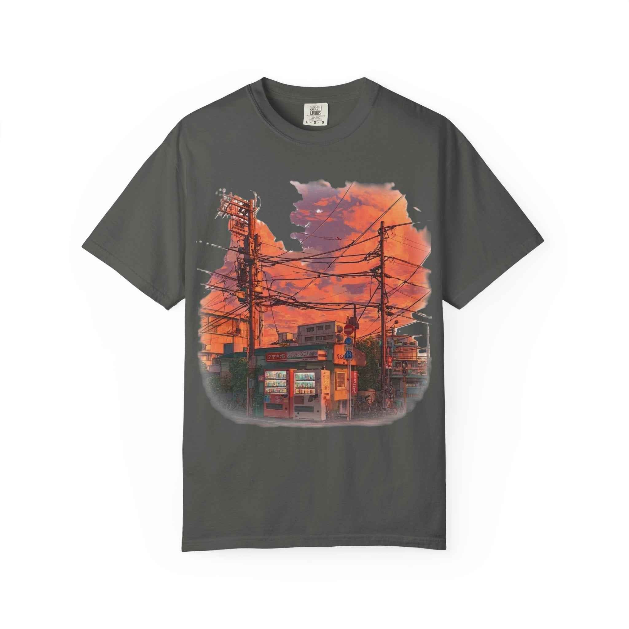 Anime Sunset Alley T-Shirt, Retro Japanese Street Scene