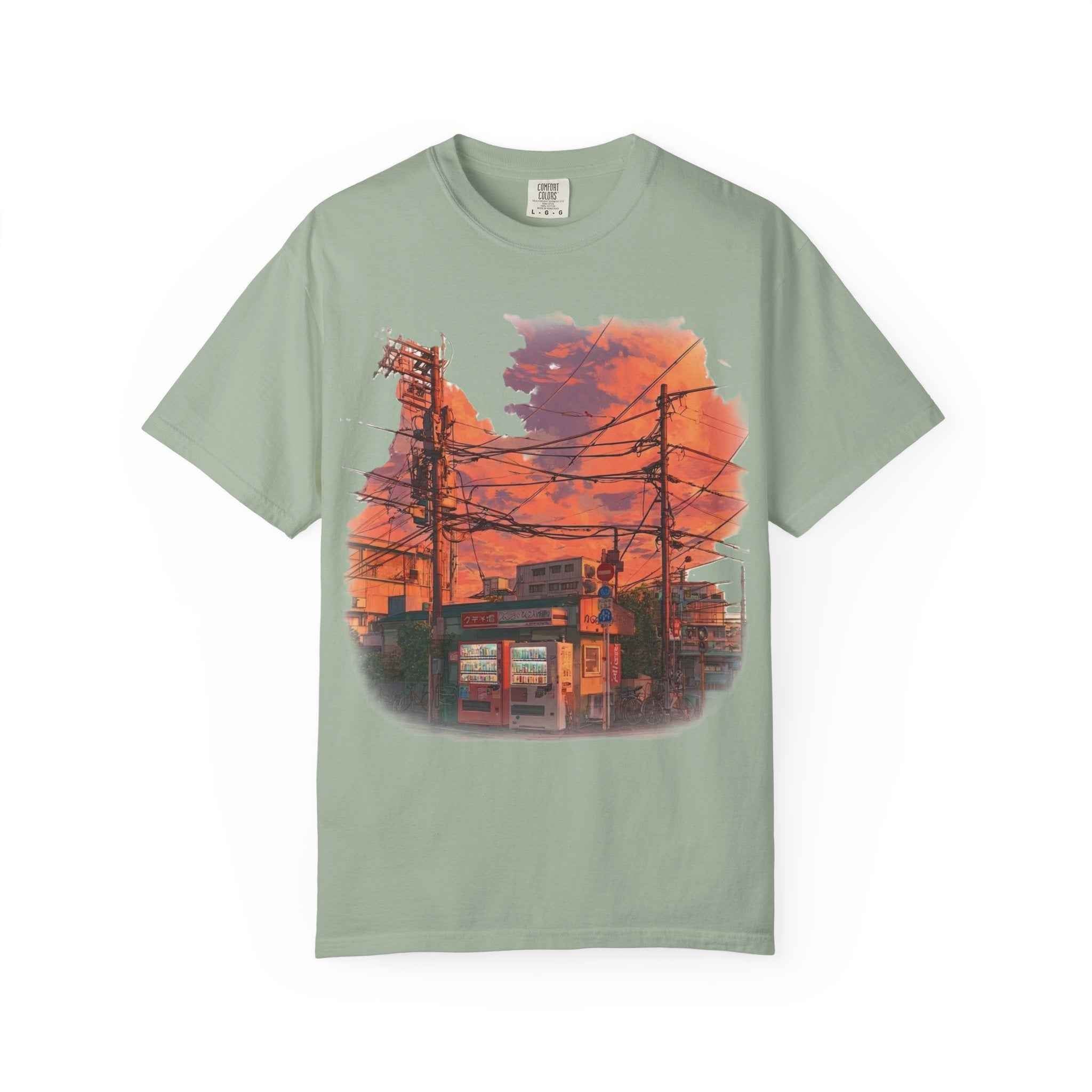 Anime Sunset Alley T-Shirt, Retro Japanese Street Scene
