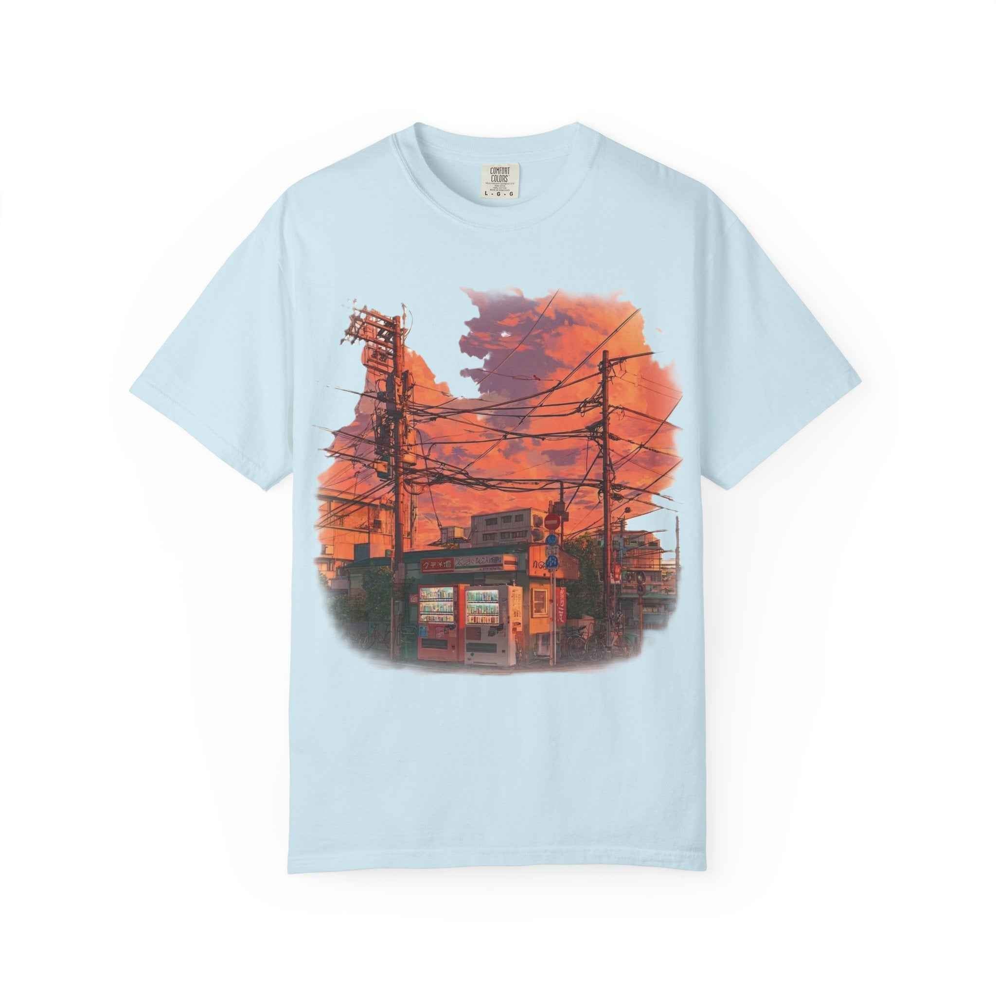 Anime Sunset Alley T-Shirt, Retro Japanese Street Scene