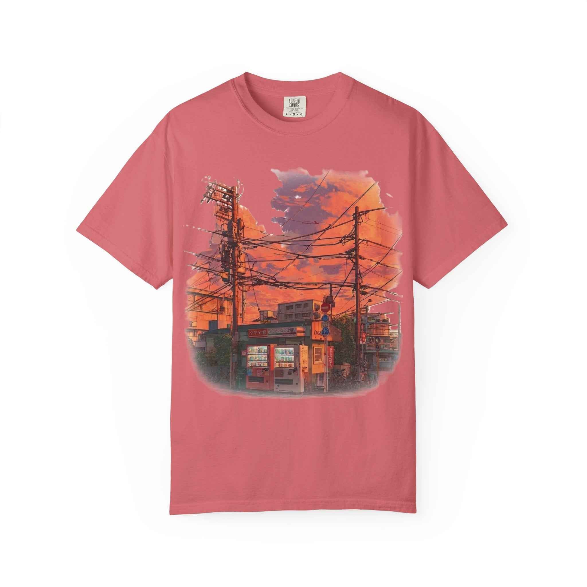Anime Sunset Alley T-Shirt, Retro Japanese Street Scene