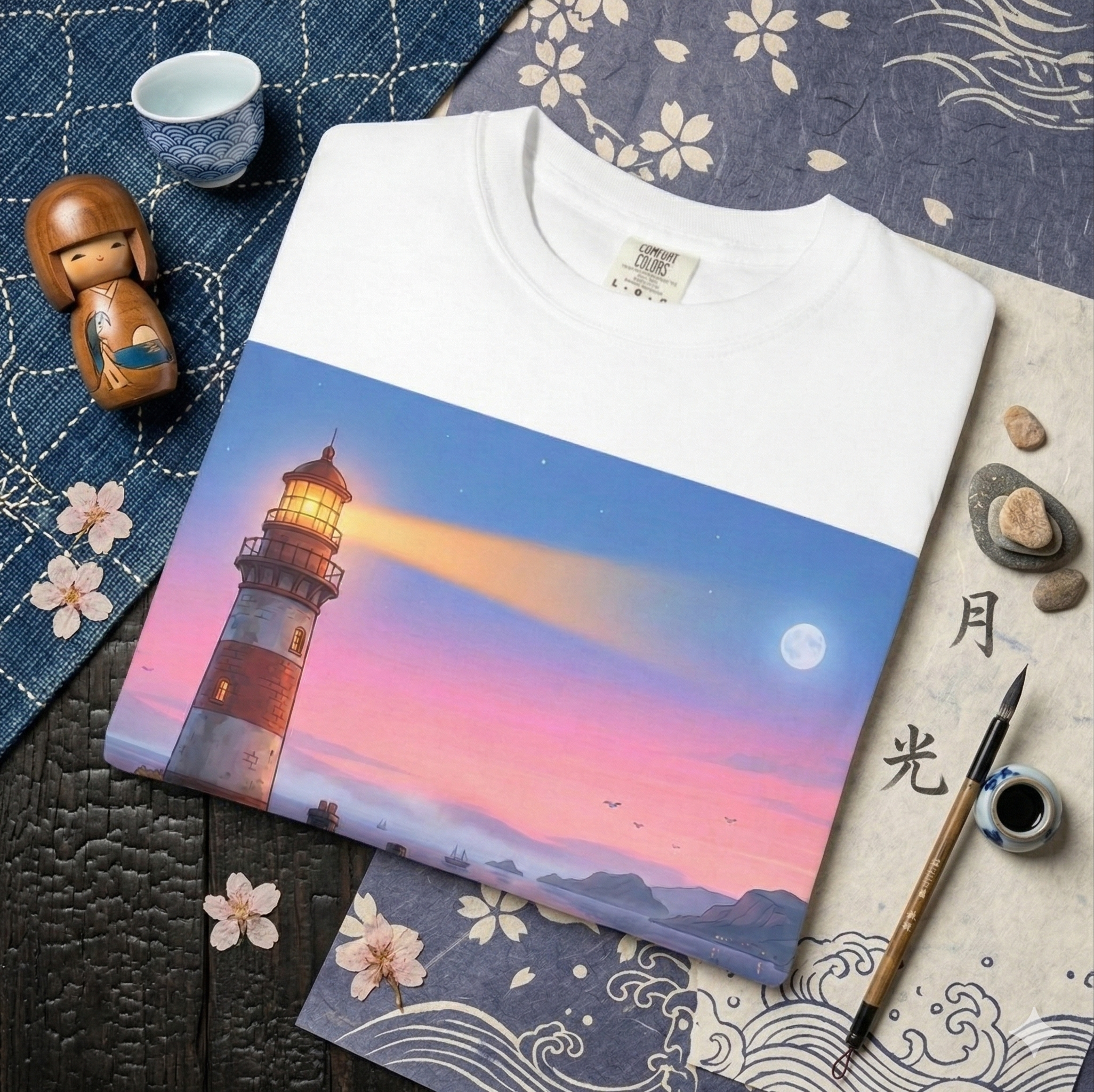 Anime lofi Lighthouse Sunset T-Shirt