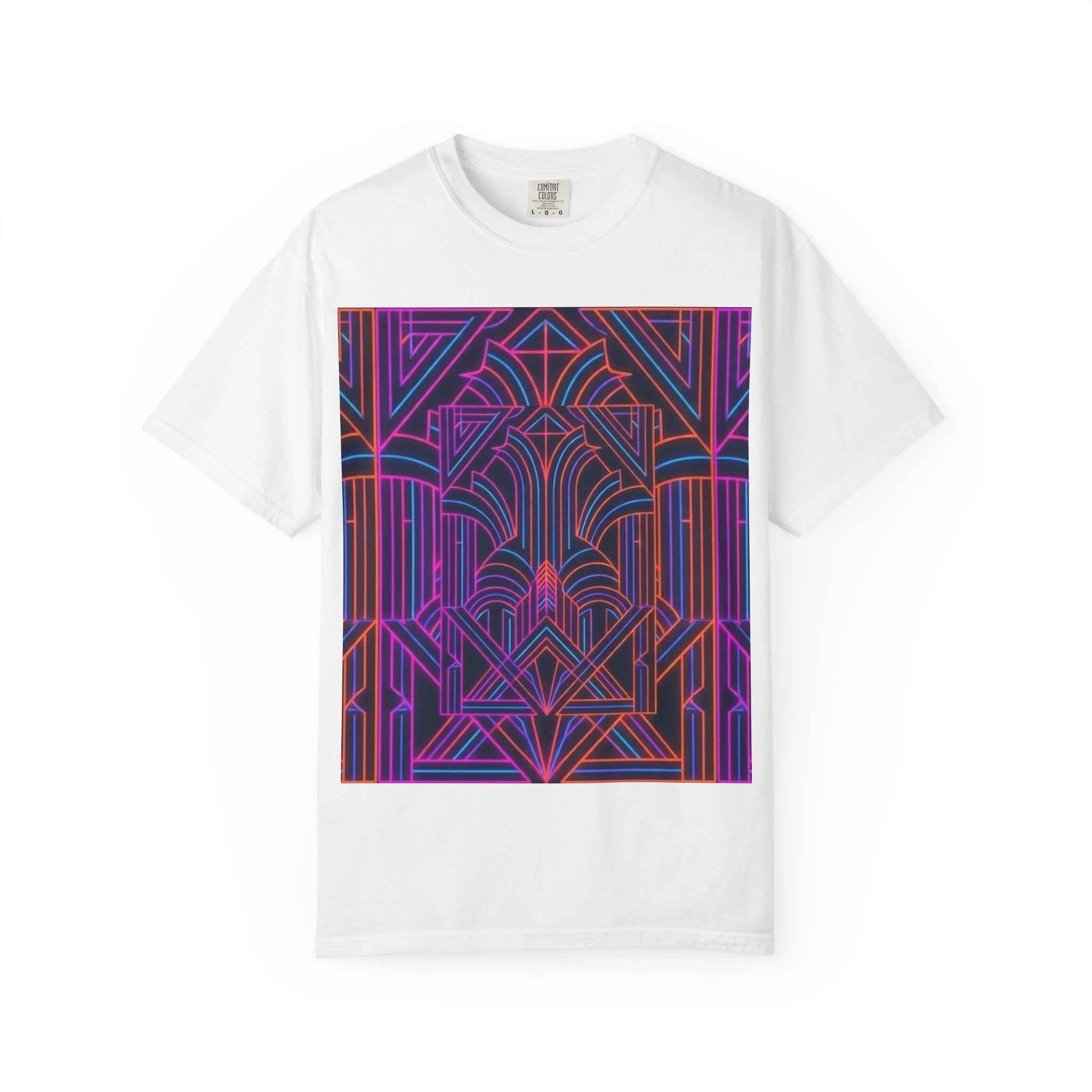 Art Deco Neon Geometric T Shirt Retro 80s - Nostalgia Node