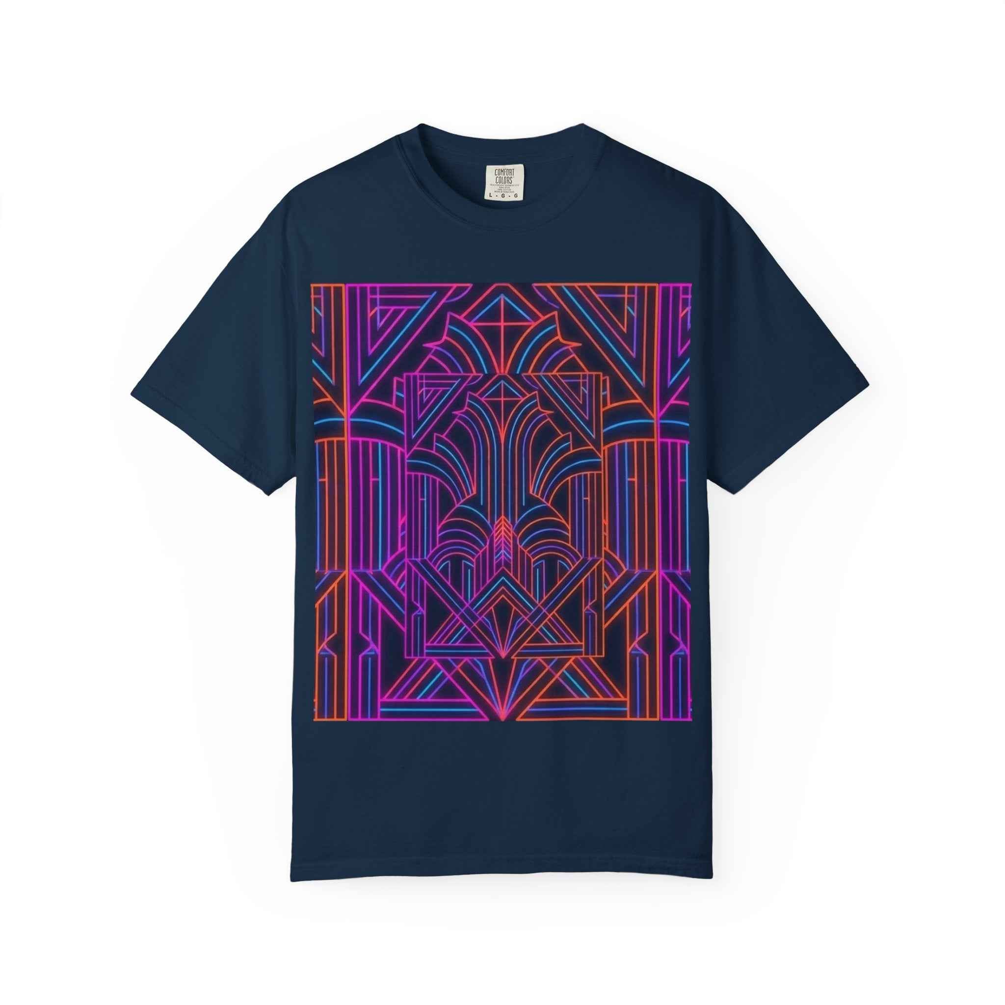 Art Deco Neon Geometric T Shirt Retro 80s - Nostalgia Node
