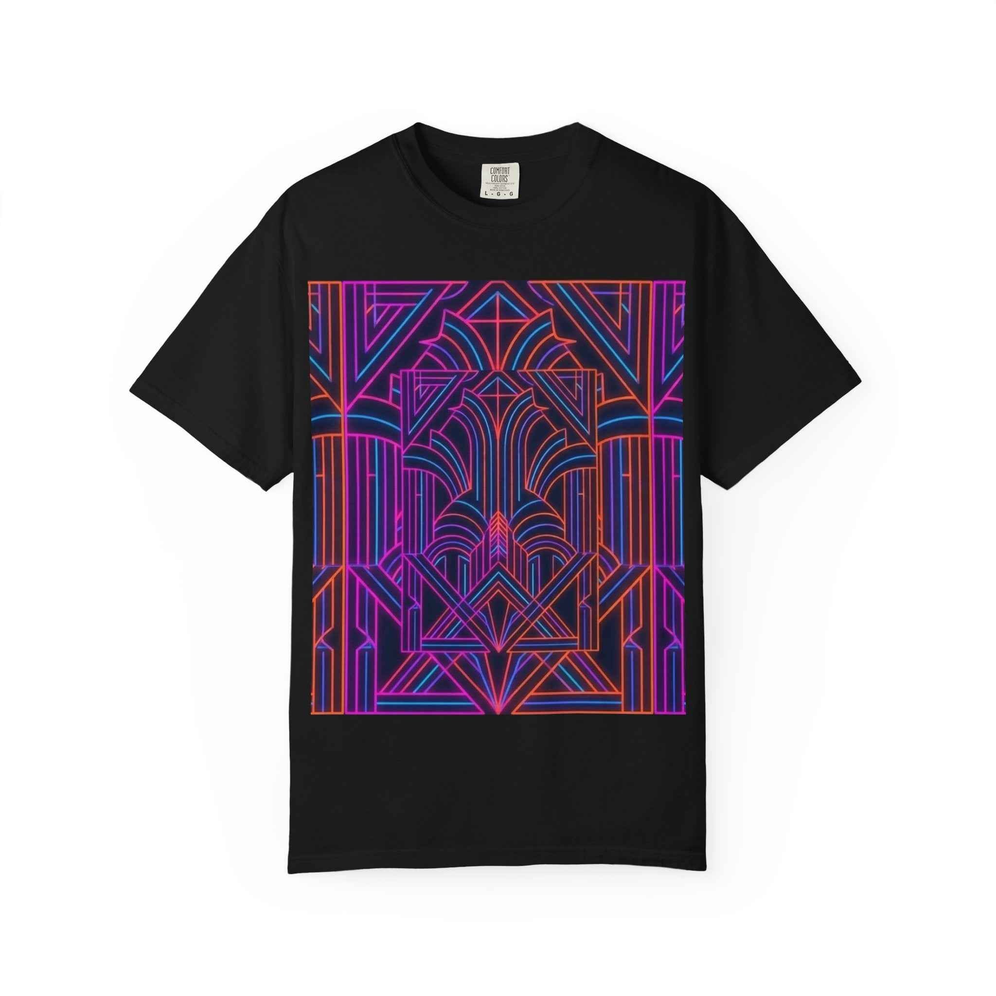 Art Deco Neon Geometric T Shirt Retro 80s - Nostalgia Node