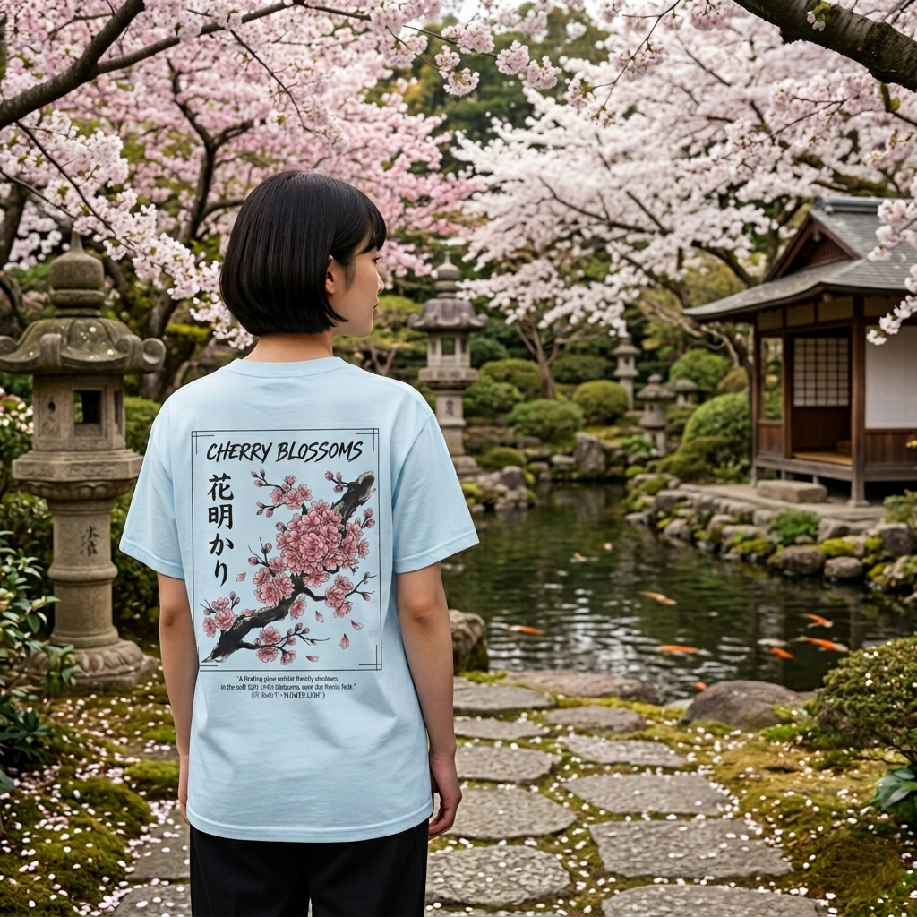 Cherry Blossoms T-Shirt, Japanese Sakura Floral - Nostalgia Node