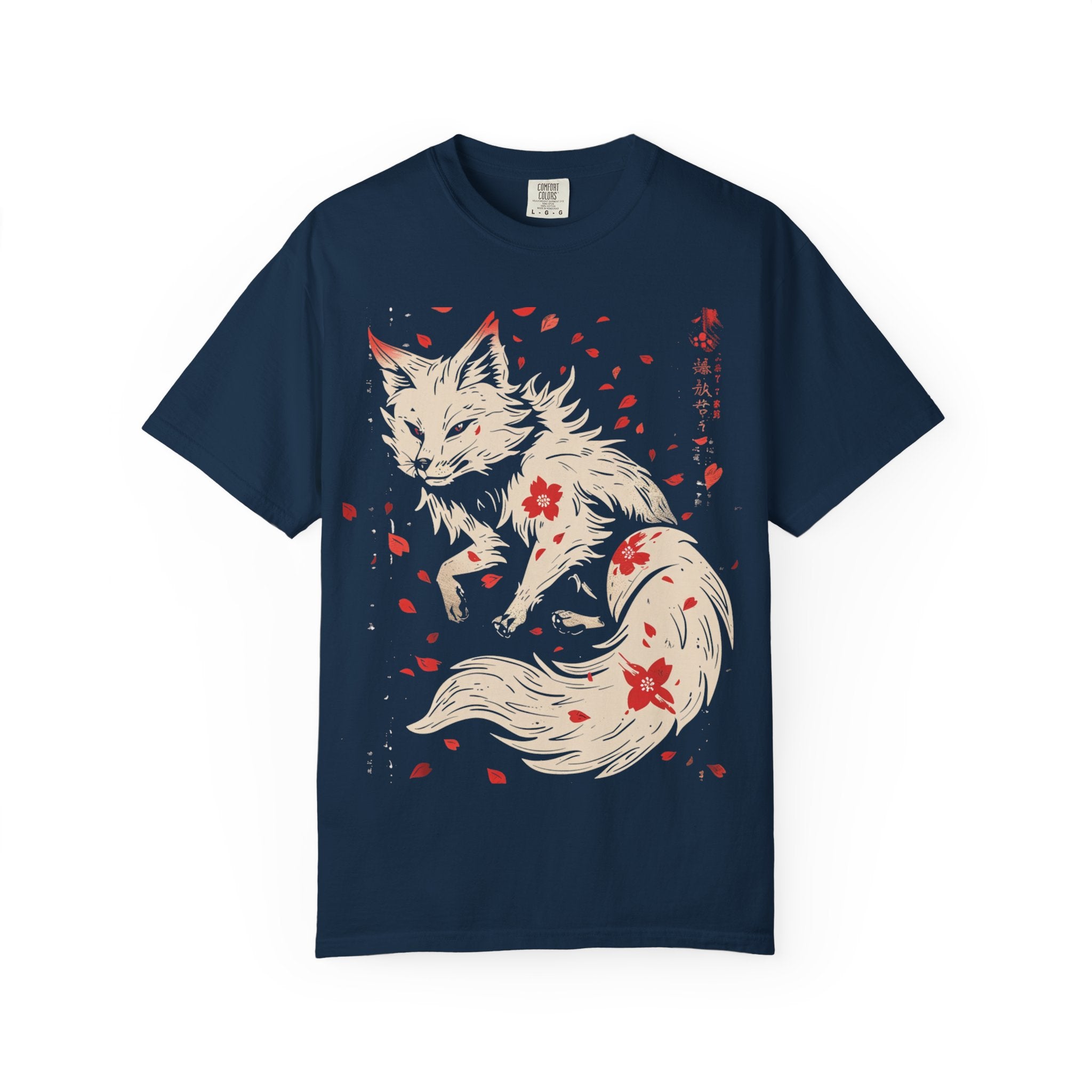 Fox & Cherry Blossom T-Shirt — Japanese Koi-Fox Illustration